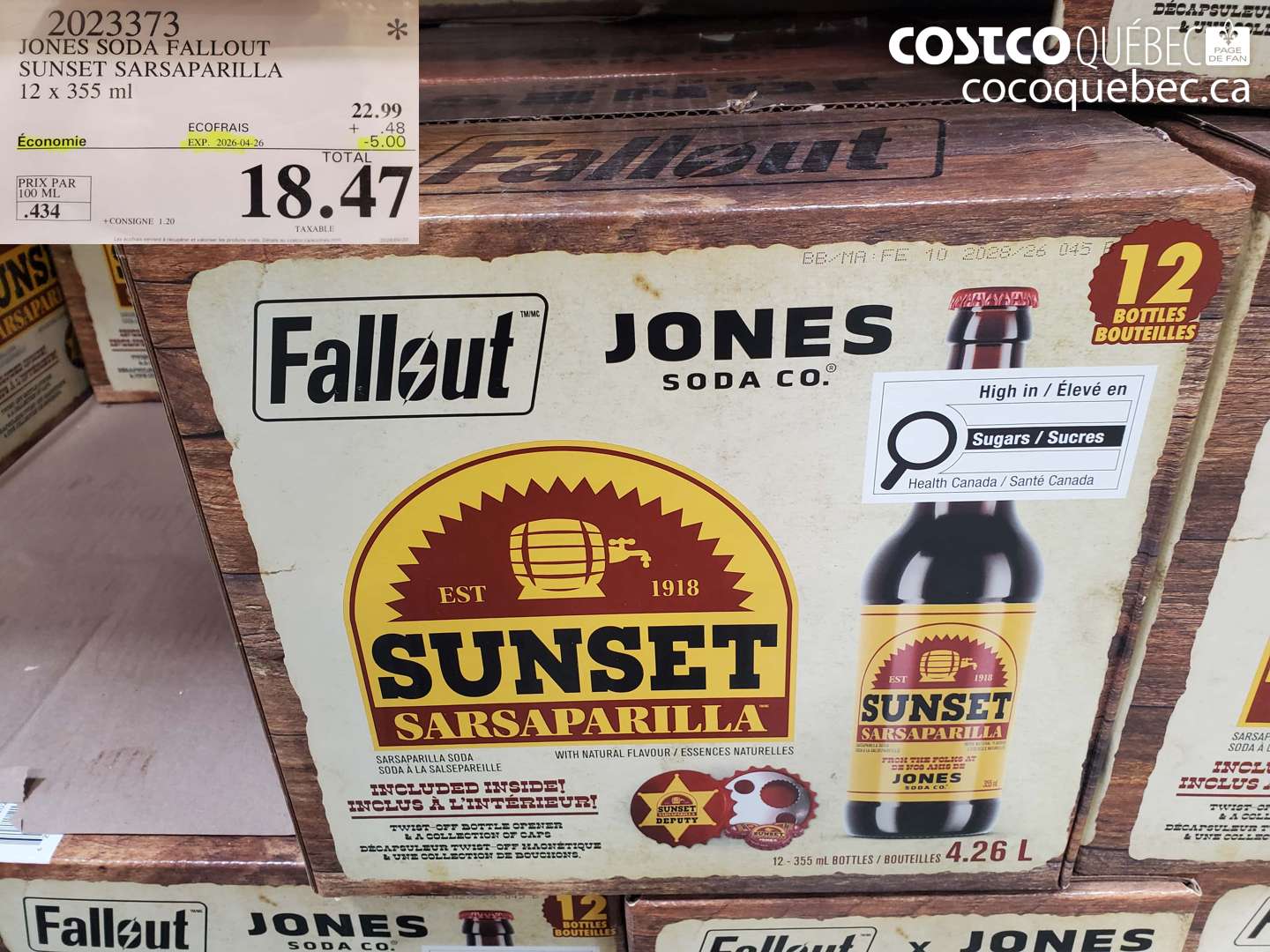 2023373 JONES SODA FALLOUT SUNSET SARSAPARILLA ($5.00 INSTANT SAVINGS EXPIRES ON 2026-04-26) $18.47
