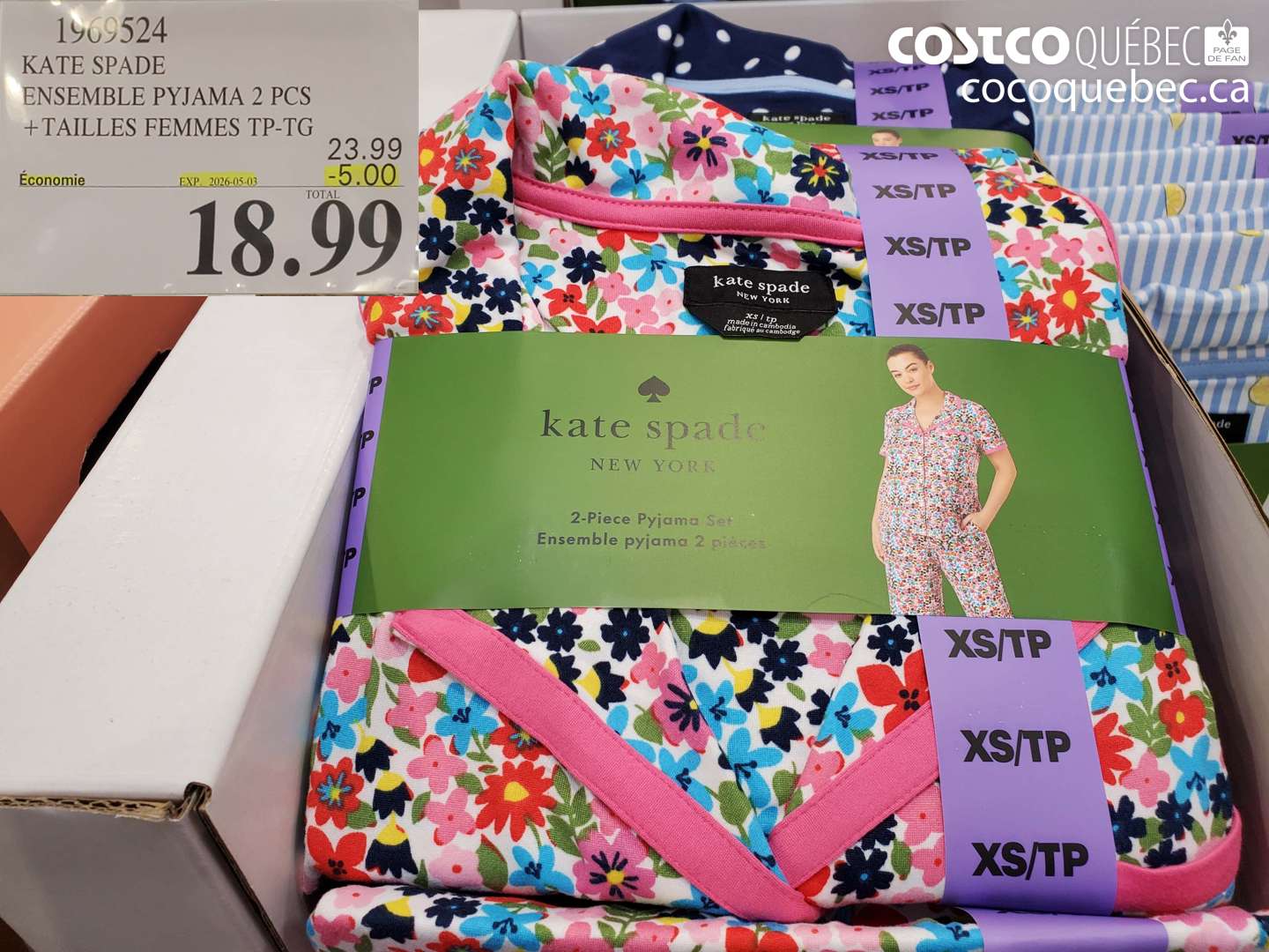 1969524 KATE SPADE ENSEMBLE PYJAMA 2 PCS + TAILLES FEMMES TP-TG ($5.00 INSTANT SAVINGS EXPIRES ON 2026-05-03) $18.99