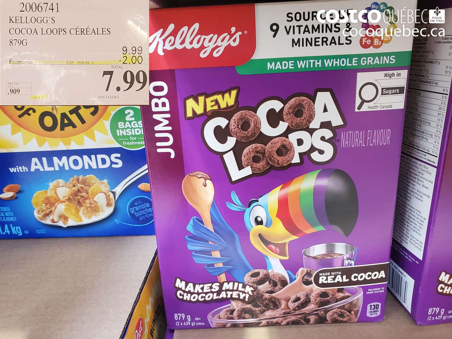 2006741 KELLOGG'S COCOA LOOPS CÉRÉALES 879G ($2.00 INSTANT SAVINGS EXPIRES ON 2026-04-12) $7.99