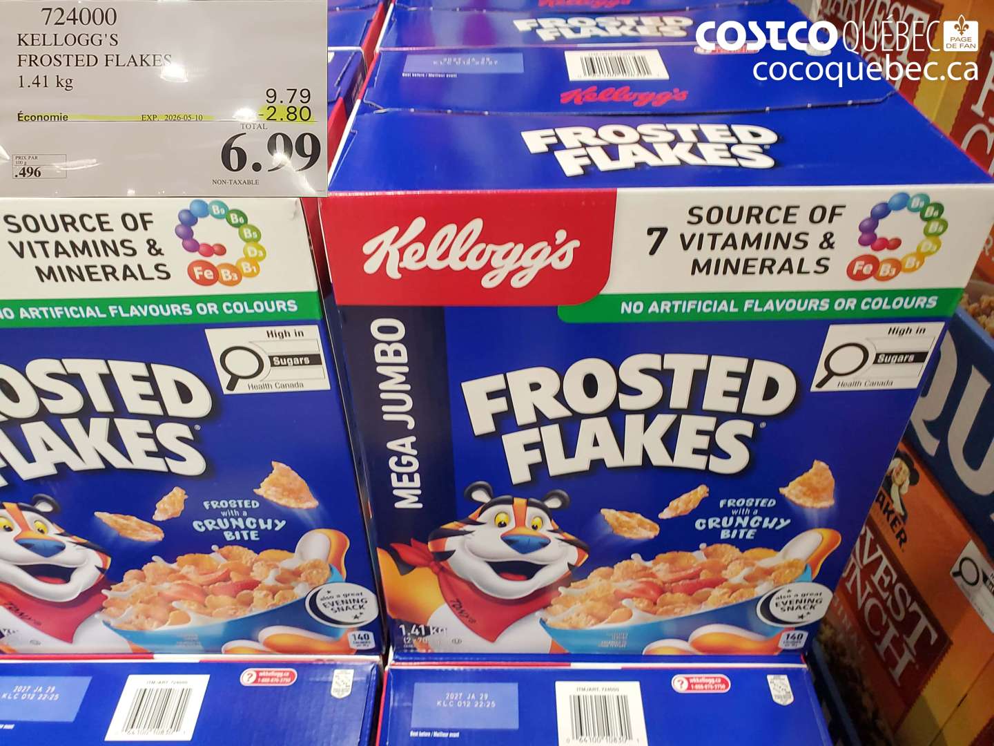 724000 KELLOGG'S FROSTED FLAKES 1.41 KG ($2.80 INSTANT SAVINGS EXPIRES ON 2026-05-10) $6.99