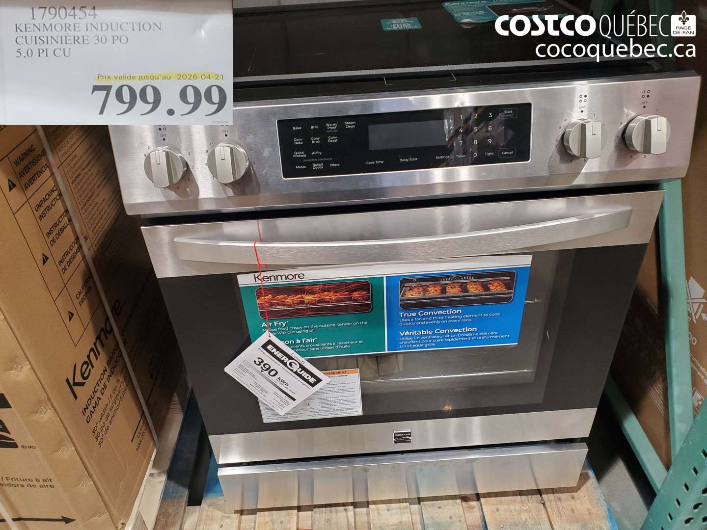 1790454 KENMORE INDUCTION CUISINIERE 30 PO 5,0 PI CU (EXPIRES ON 2026-04-21) $799.99