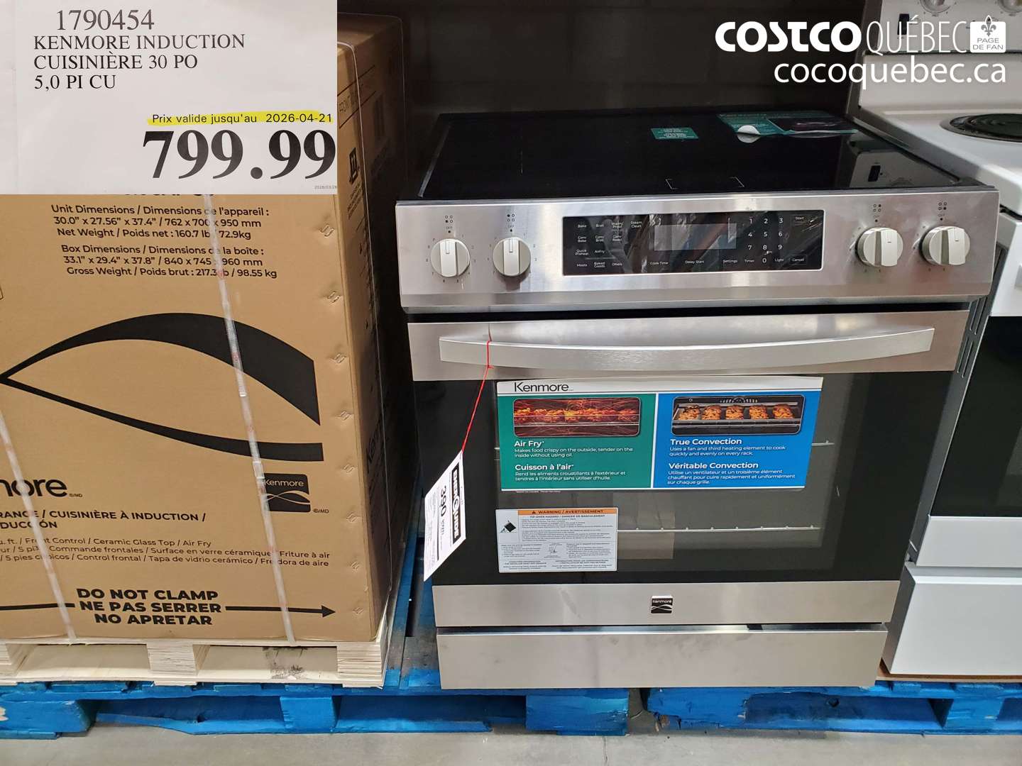 1790454 KENMORE INDUCTION CUISINIÈRE 30 PO 5,0 PI CU (EXPIRES ON 2026-04-21) $799.99