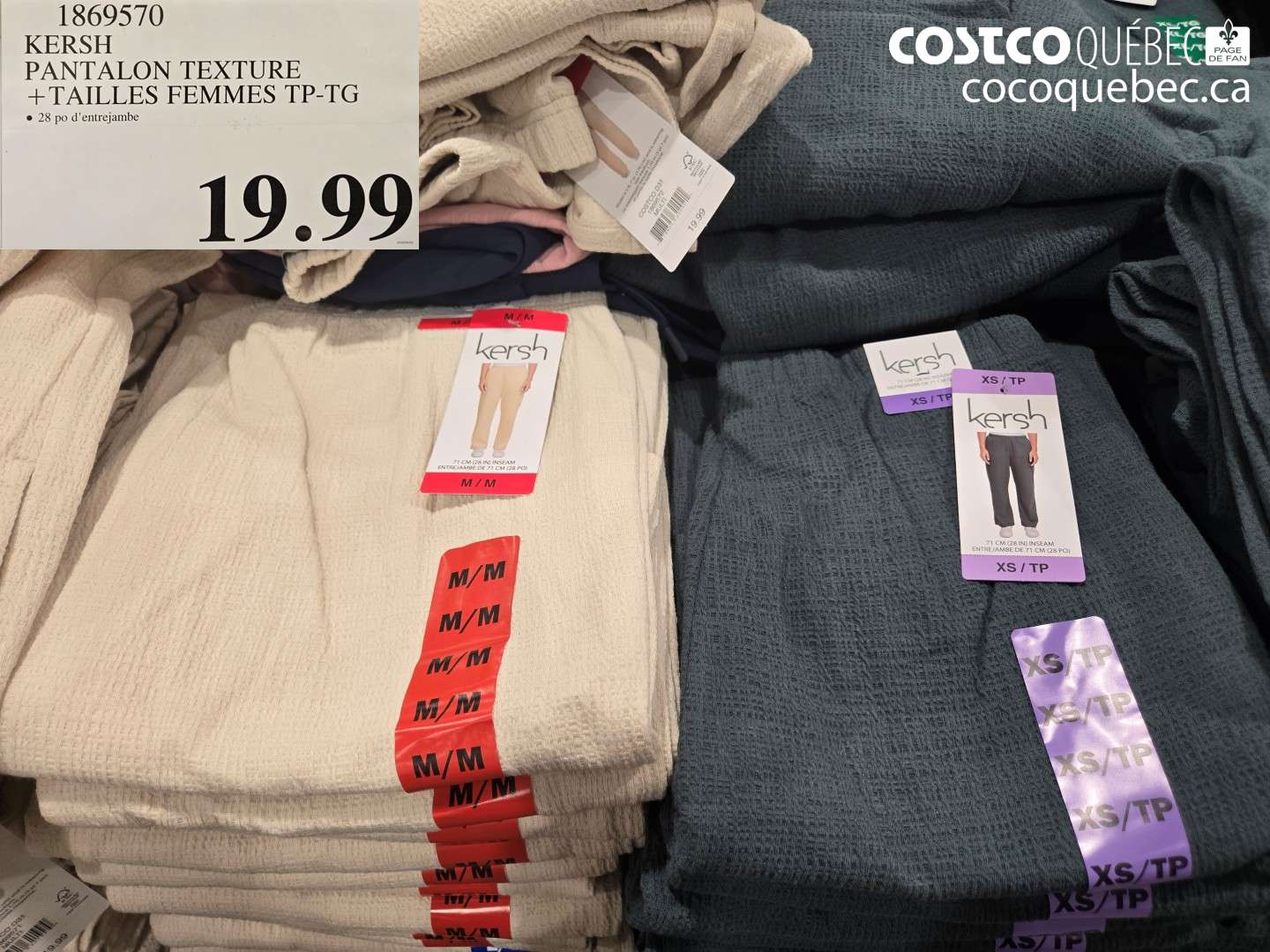 1869570 KERSH PANTALON TEXTURE + TAILLES FEMMES TP-TG $19.99