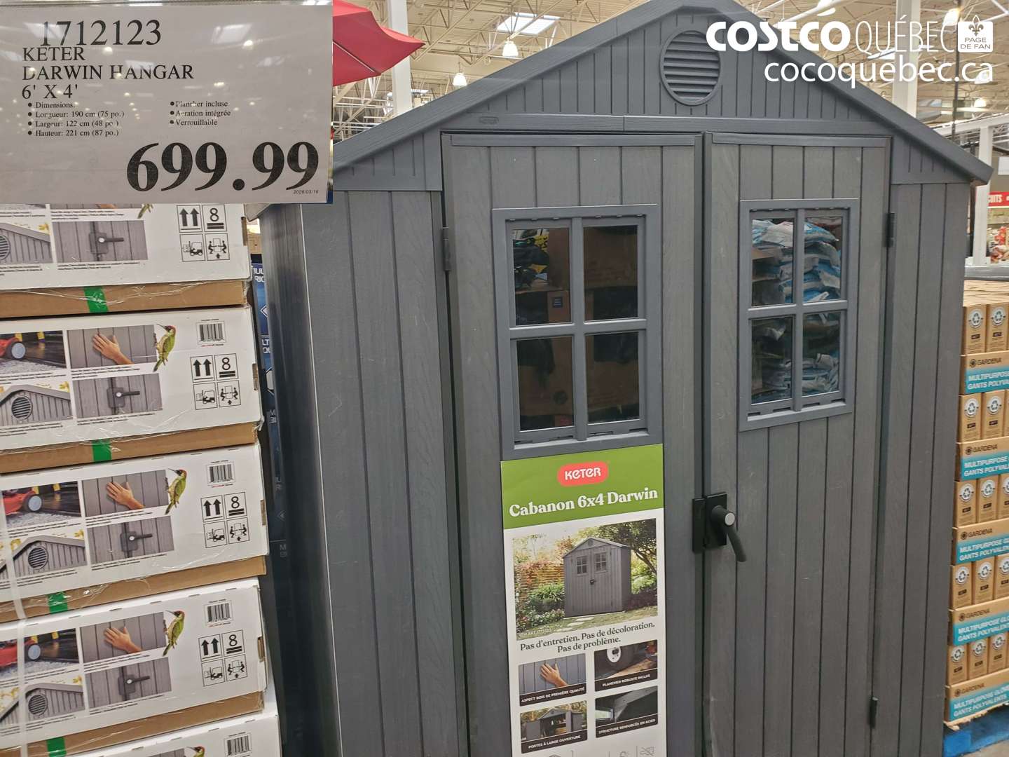 1712123 KETER DARWIN HANGAR 6' X 4' $699.99