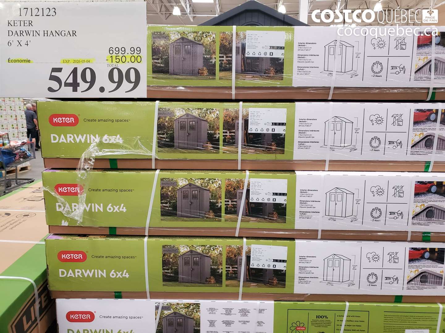 1712123 KETER DARWIN HANGAR 6' X 4' ($150.00 INSTANT SAVINGS EXPIRES ON 2026-05-04) $549.99