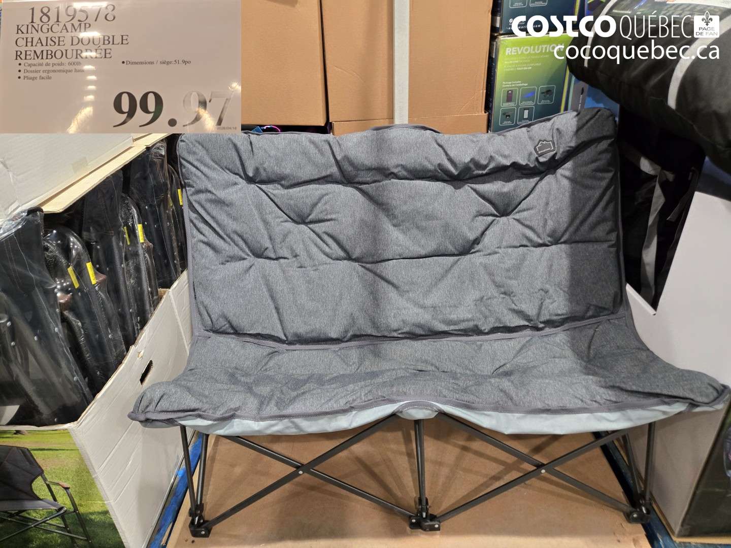 1819578 KINGCAMP CHAISE DOUBLE REMBOURRÉE $99.97