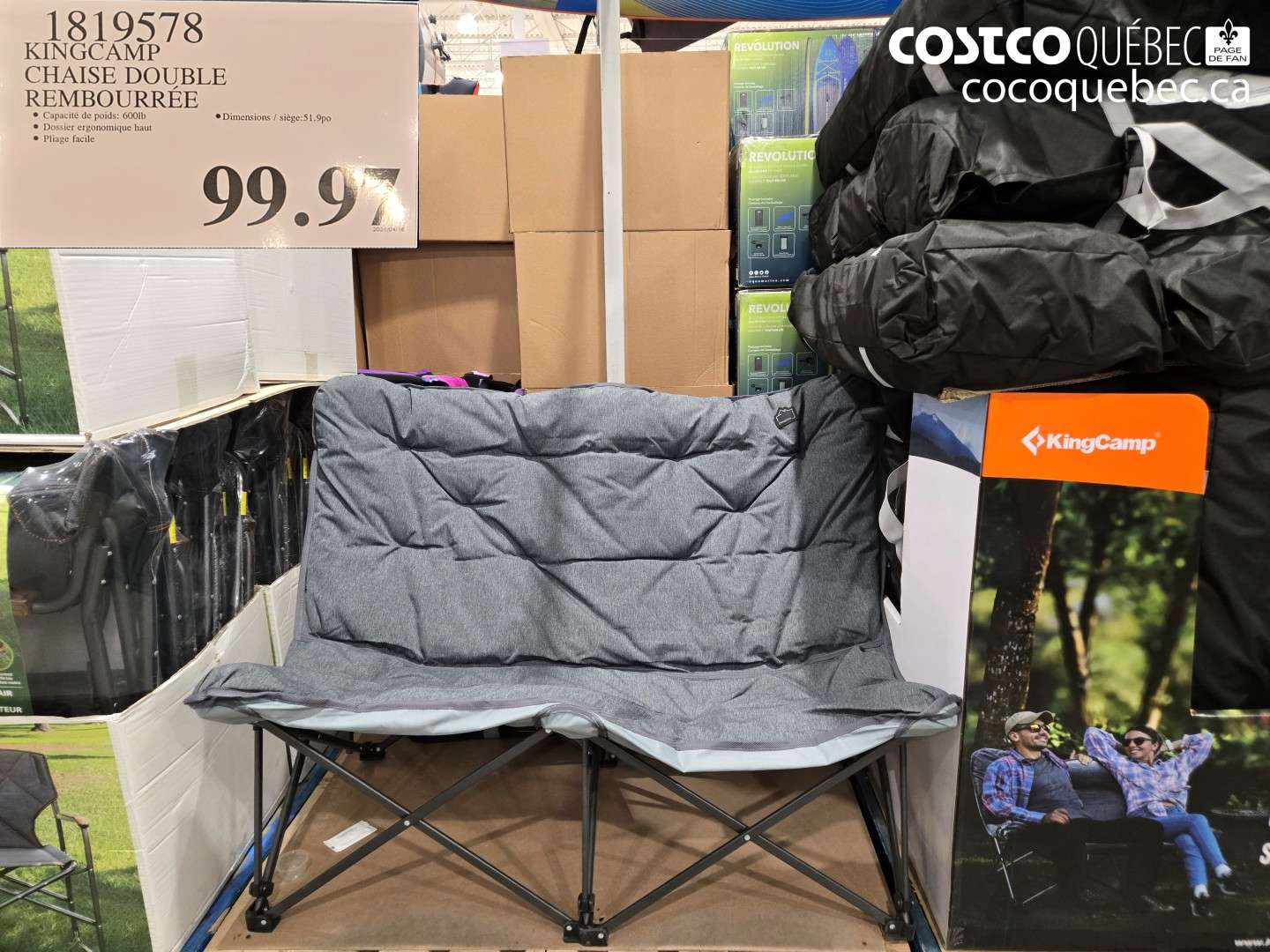 1819578 KINGCAMP CHAISE DOUBLE REMBOURREE $99.97