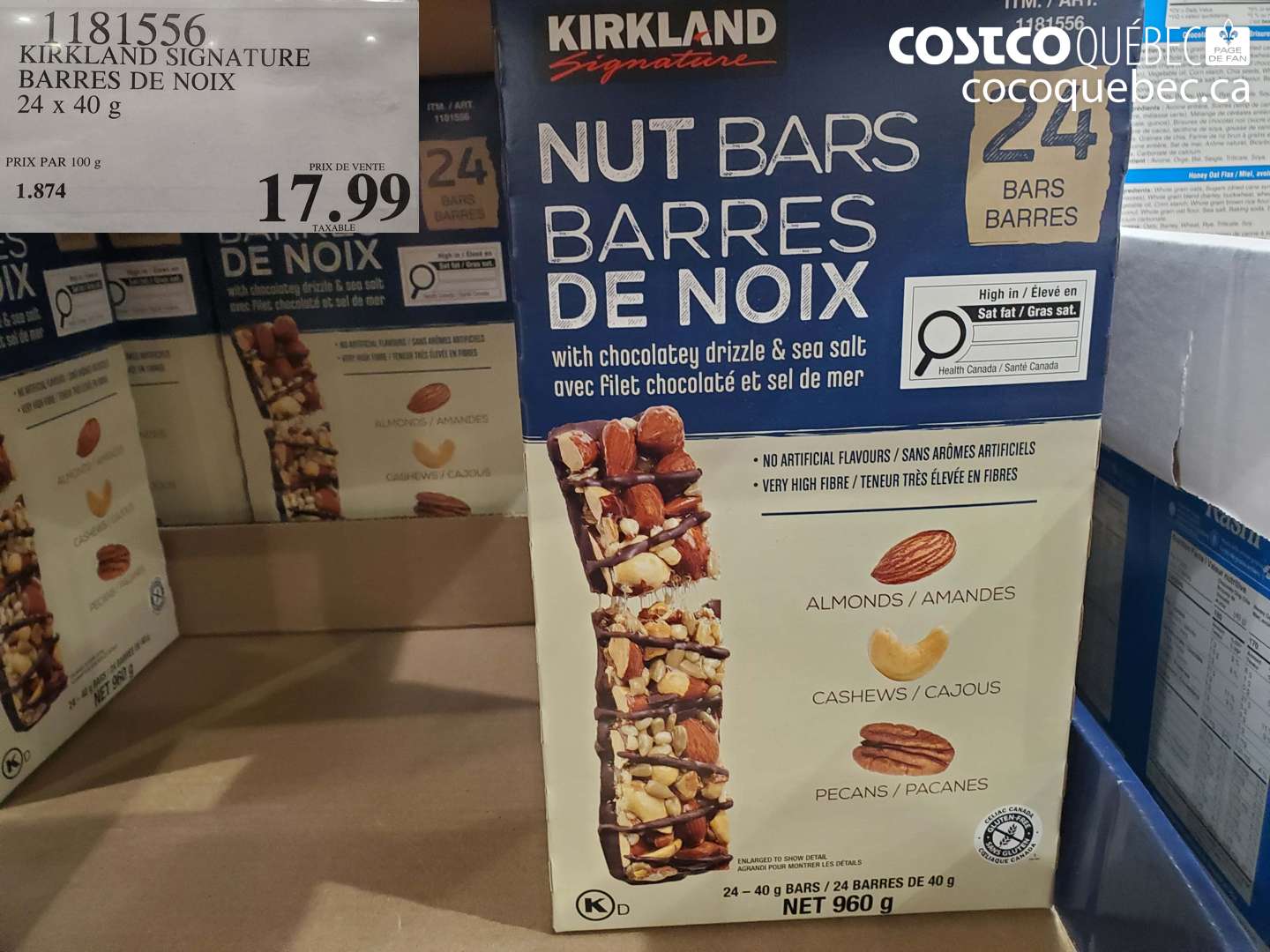 1181556 KIRKLAND SIGNATURE BARRES DE NOIX 24 X 40 G $17.99