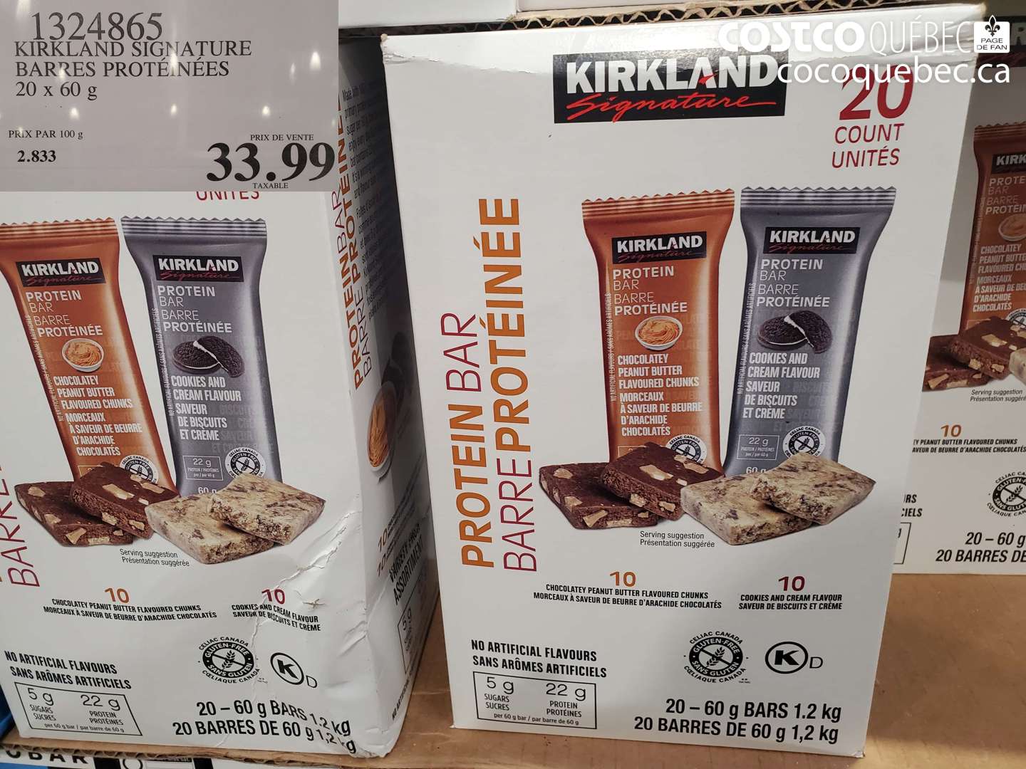 1324865 KIRKLAND SIGNATURE BARRES PROTÉINÉES $33.99