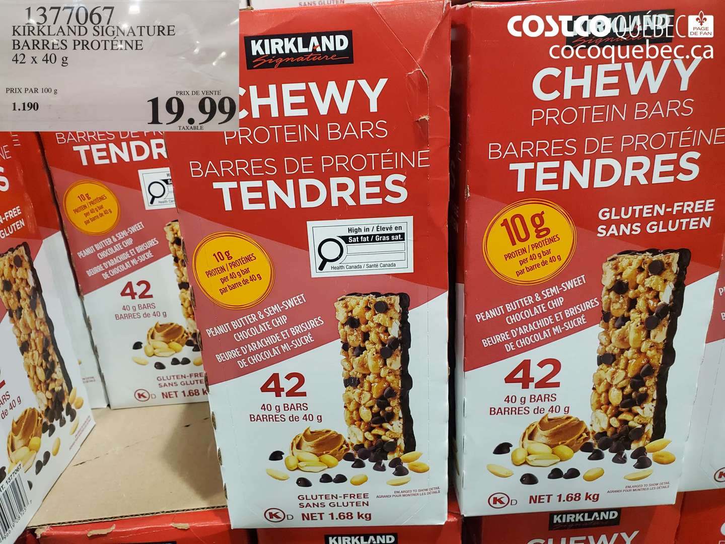 1377067 KIRKLAND SIGNATURE BARRES PROTEINE 42 X 40 G $19.99