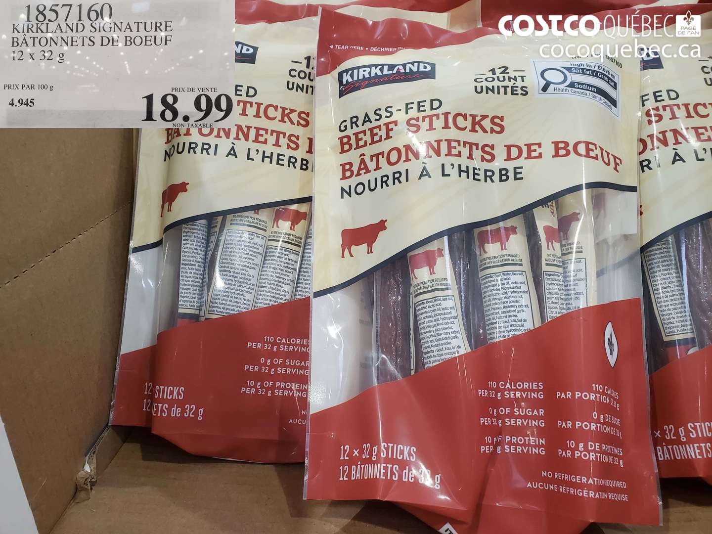 1857160 KIRKLAND SIGNATURE BÂTONNETS DE BOEUF $18.99