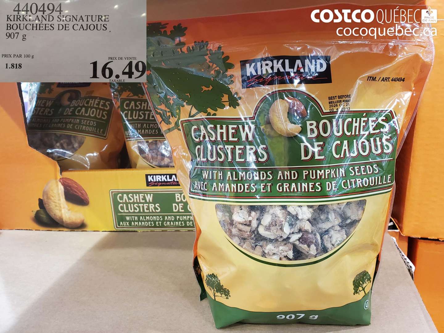 440494 KIRKLAND SIGNATURE BOUCHÉES DE CAJOUS $16.49