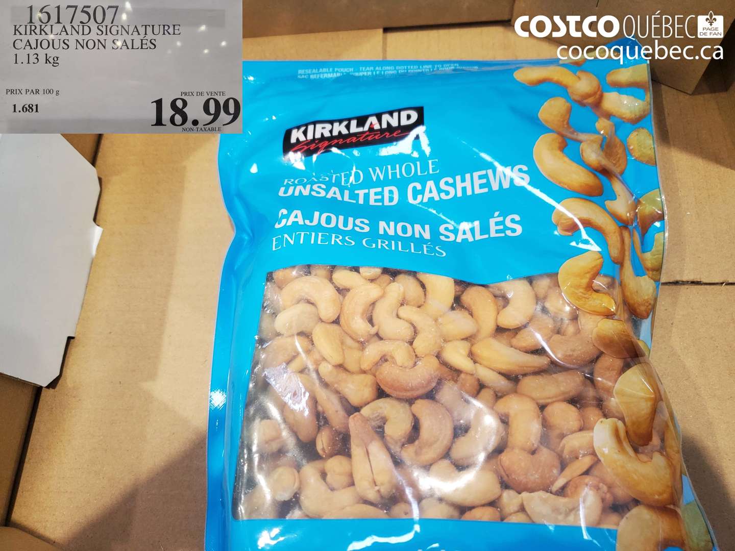 1617507 KIRKLAND SIGNATURE CAJOU NON SALES $18.99