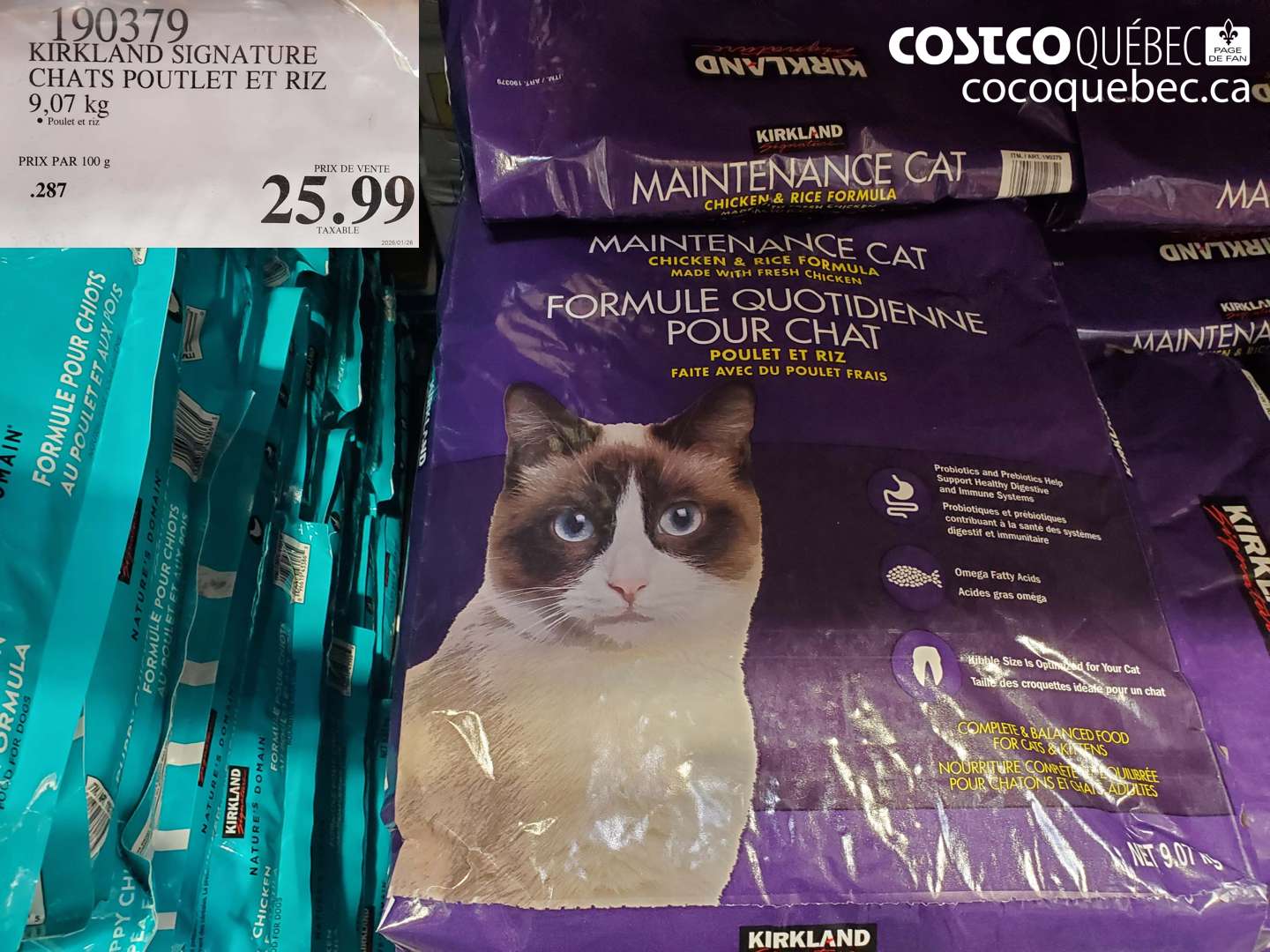 190379 KIRKLAND SIGNATURE CHATS POULET ET RIZ $25.99