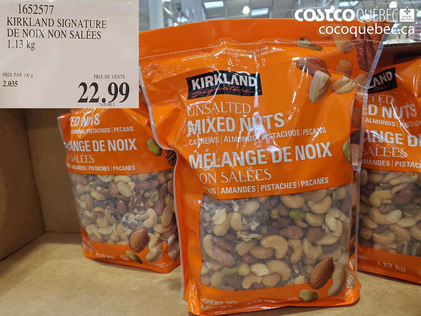 1652577 KIRKLAND SIGNATURE DE NOIX NON SALEES $22.99