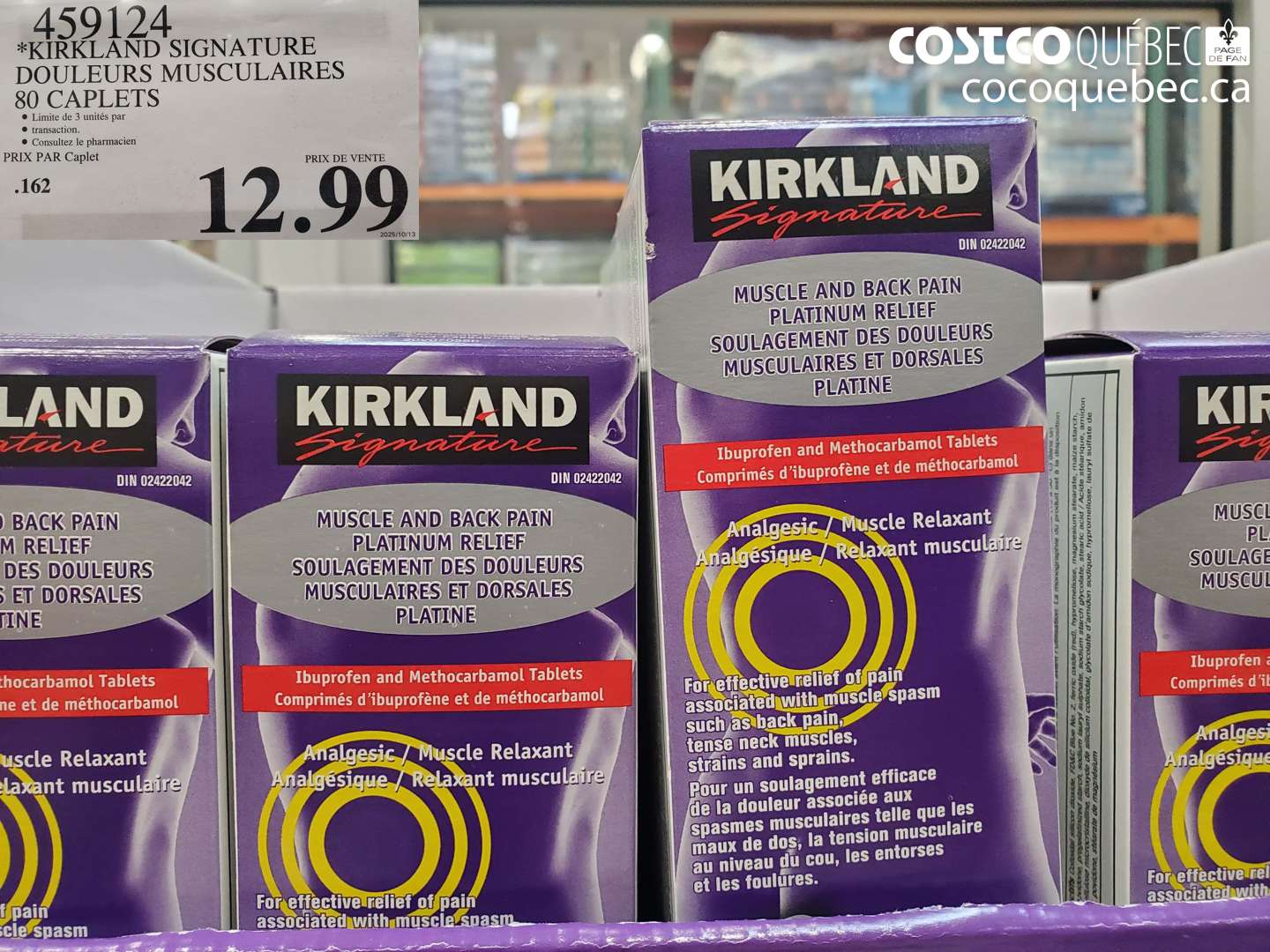 459124 KIRKLAND SIGNATURE DOULEURS MUSCULAIRES 80 CAPLETS $12.99