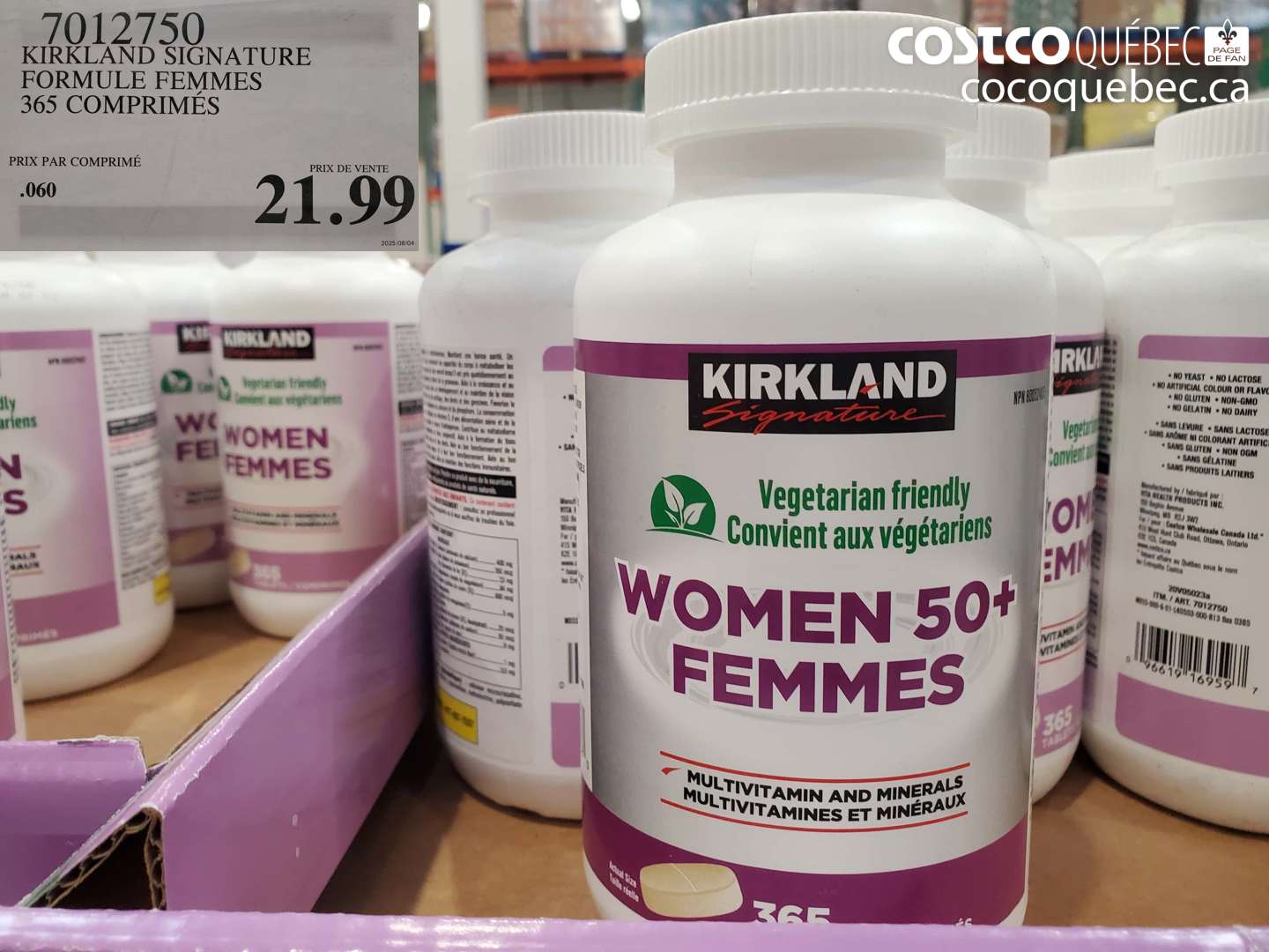 7012750 KIRKLAND SIGNATURE FORMULE FEMMES 365 COMPRIMÉS $21.99