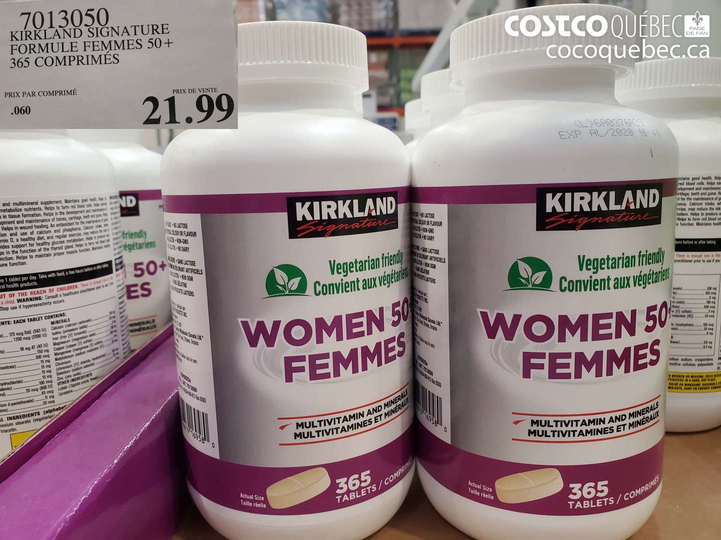 7013050 KIRKLAND SIGNATURE FORMULE FEMMES 50+ 365 COMPRIMÉS $21.99