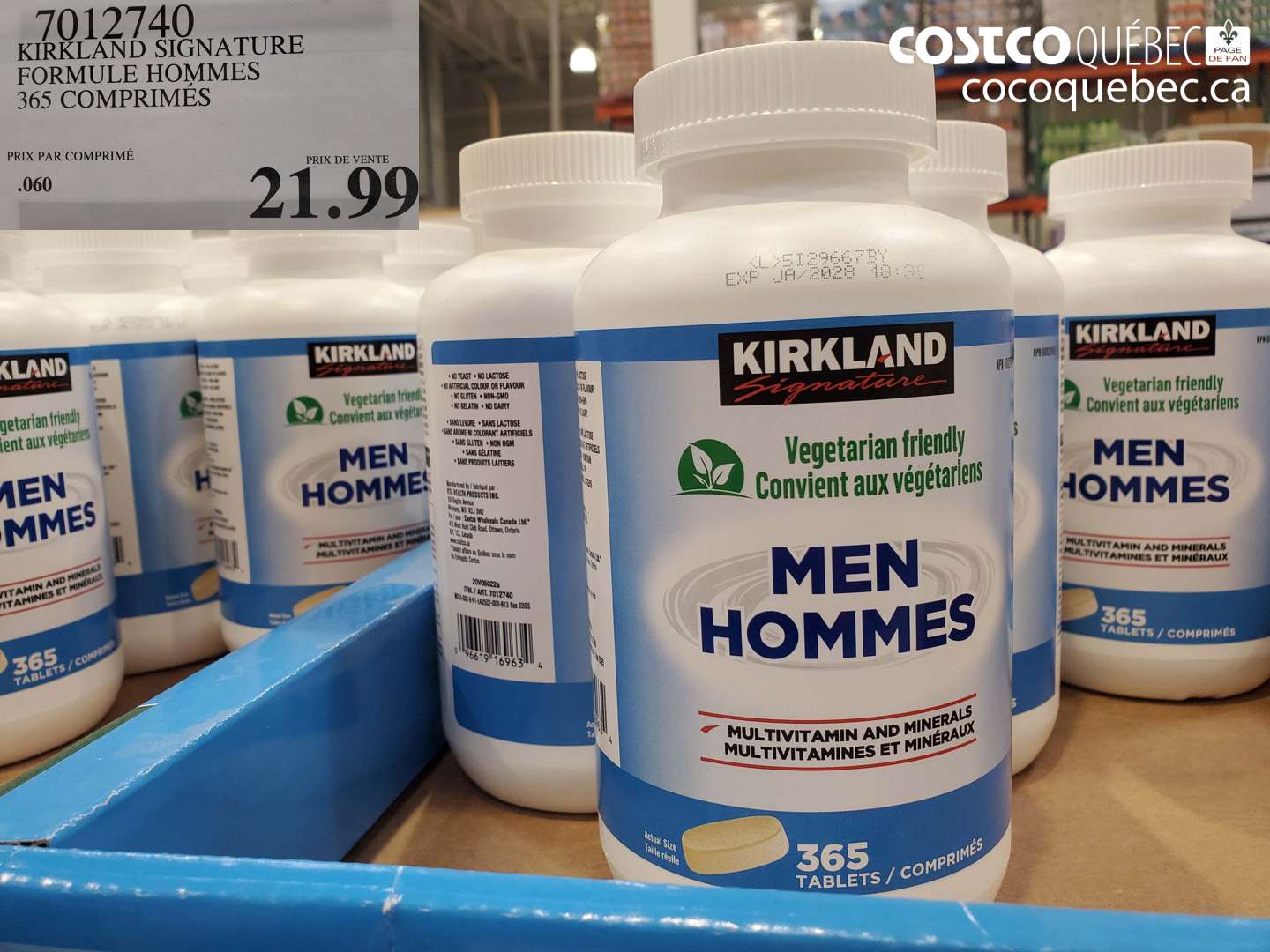 7012740 KIRKLAND SIGNATURE FORMULE HOMMES 365 COMPRIMÉS $21.99