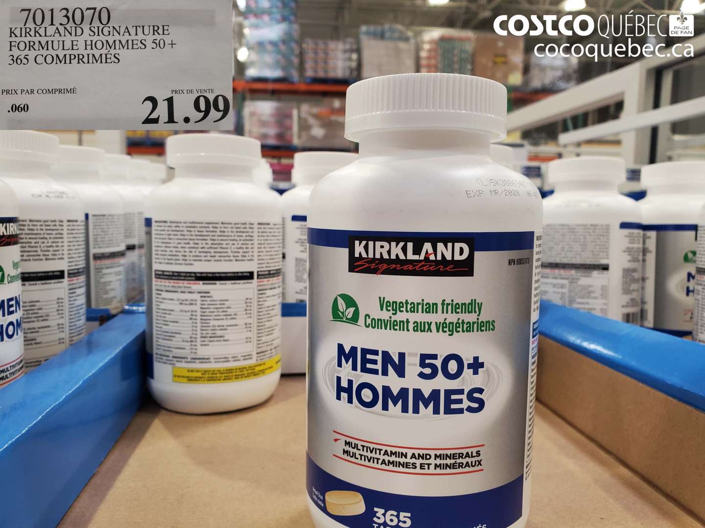 7013070 KIRKLAND SIGNATURE FORMULE HOMMES 50+ 365 COMPRIMÉS $21.99
