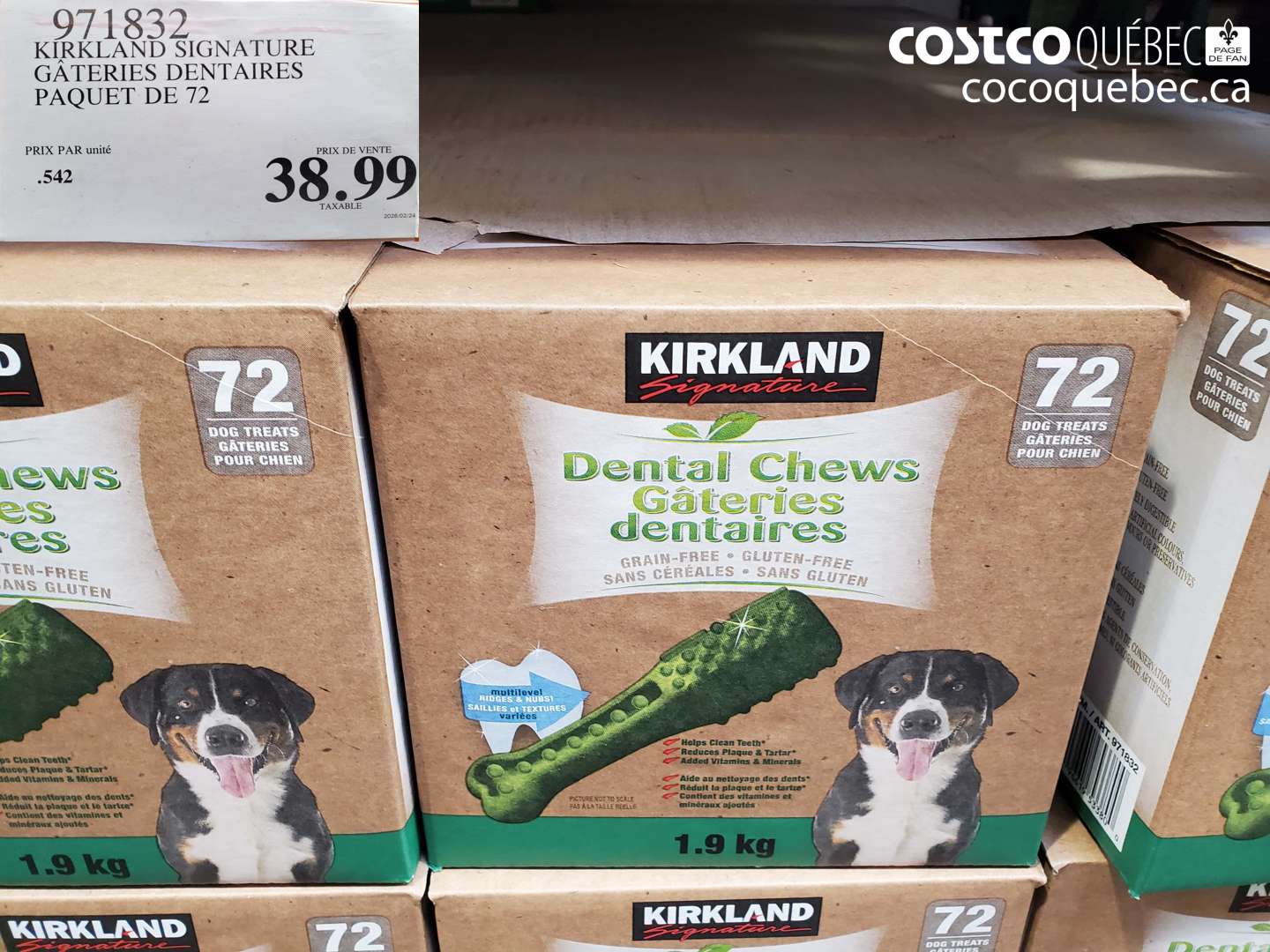 971832 KIRKLAND SIGNATURE GÂTERIES DENTAIRES PAQUET DE 72 $38.99