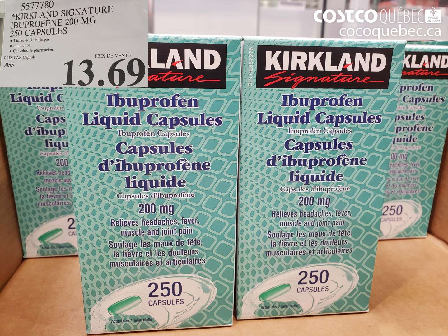5577780 KIRKLAND SIGNATURE IBUPROFENE 200 MG 250 CAPSULES $13.69
