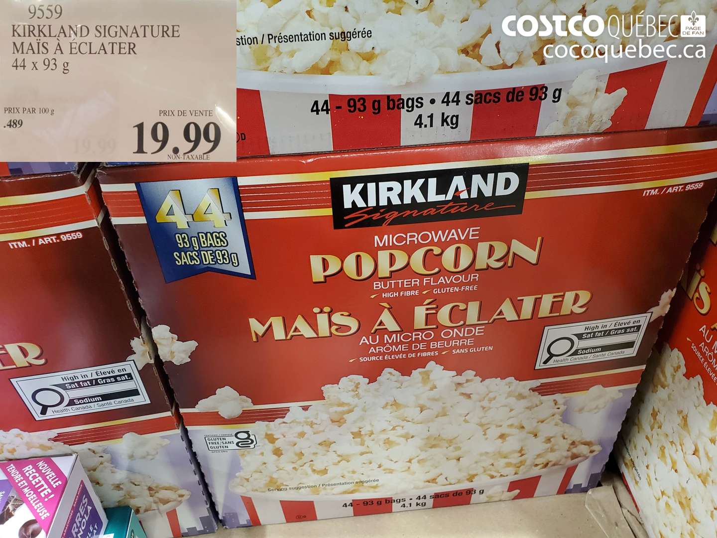 9559 KIRKLAND SIGNATURE MAÏS À ÉCLATER 44 X 93 G $19.99