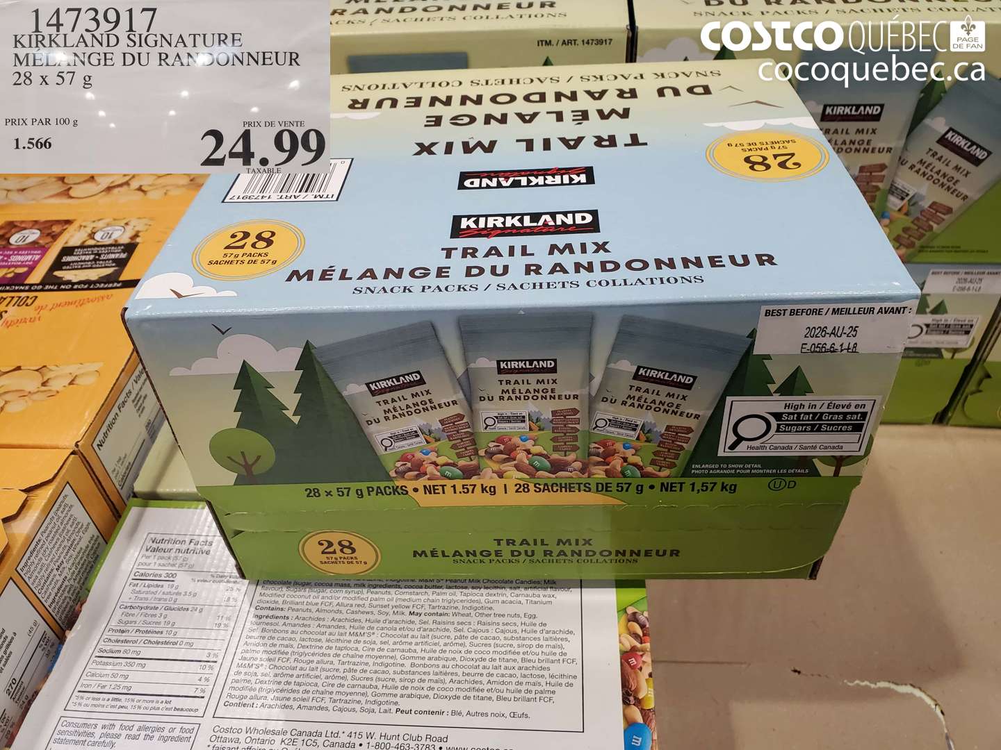 1473917 KIRKLAND SIGNATURE MELANGE DU RANDONNEUR 28 X 57 G $24.99