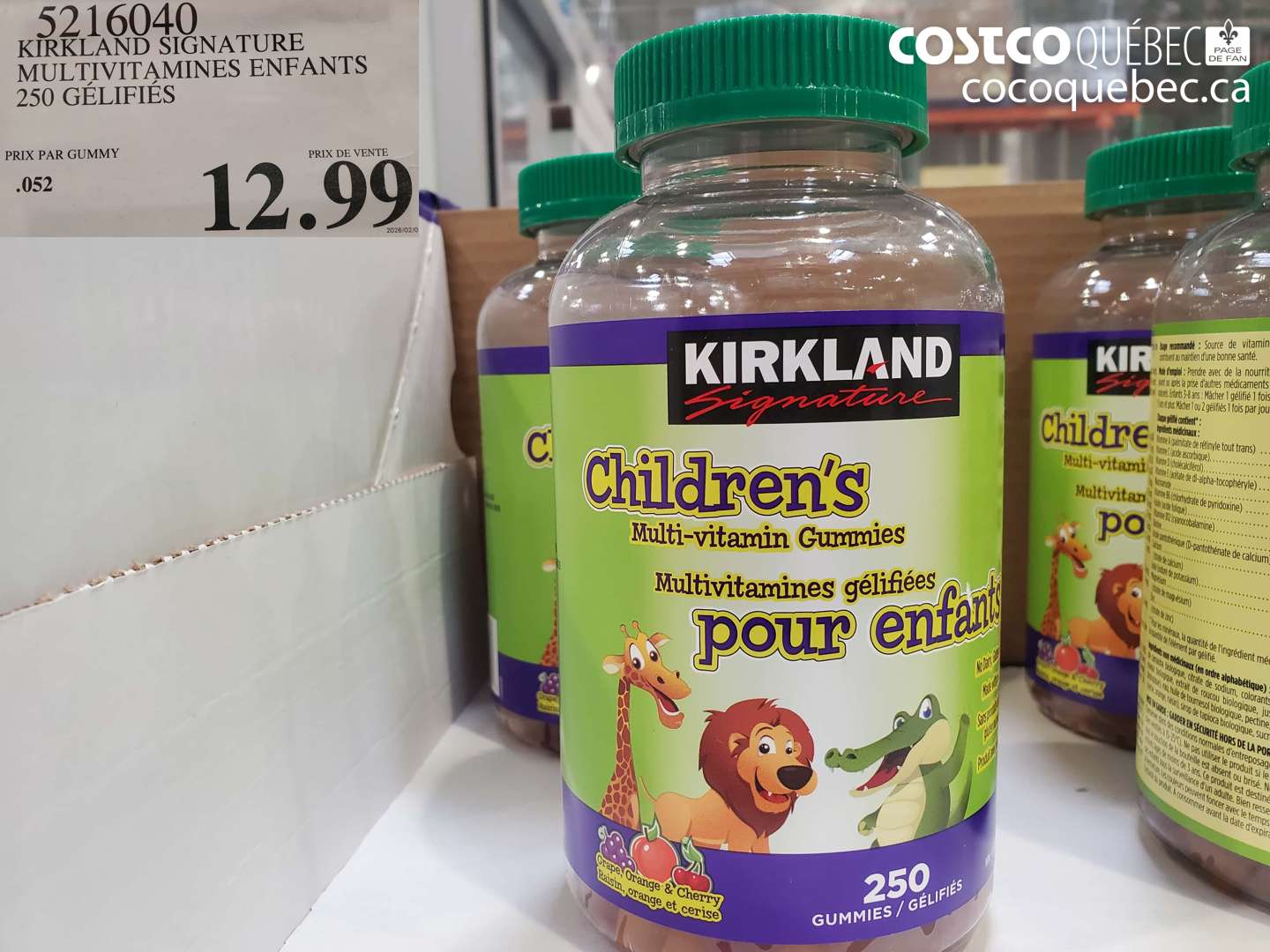 5216040 KIRKLAND SIGNATURE MULTIVITAMINES ENFANTS 250 GELFIES $12.99