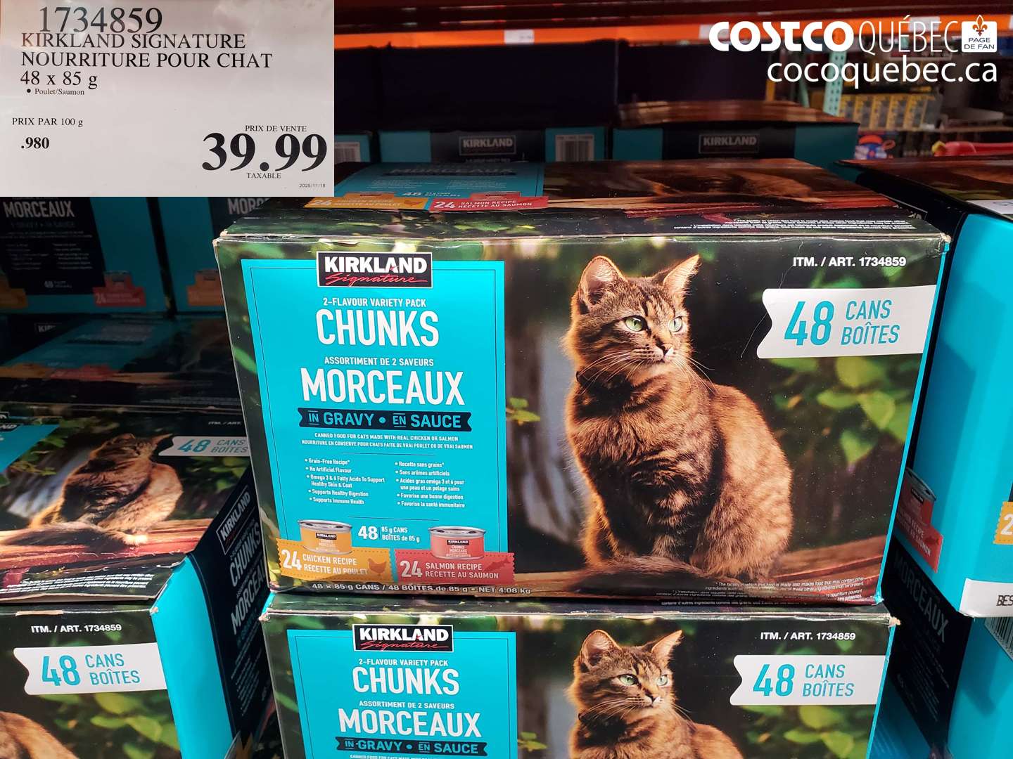 1734859 KIRKLAND SIGNATURE NOURRITURE POUR CHAT 48 X 85 G $39.99