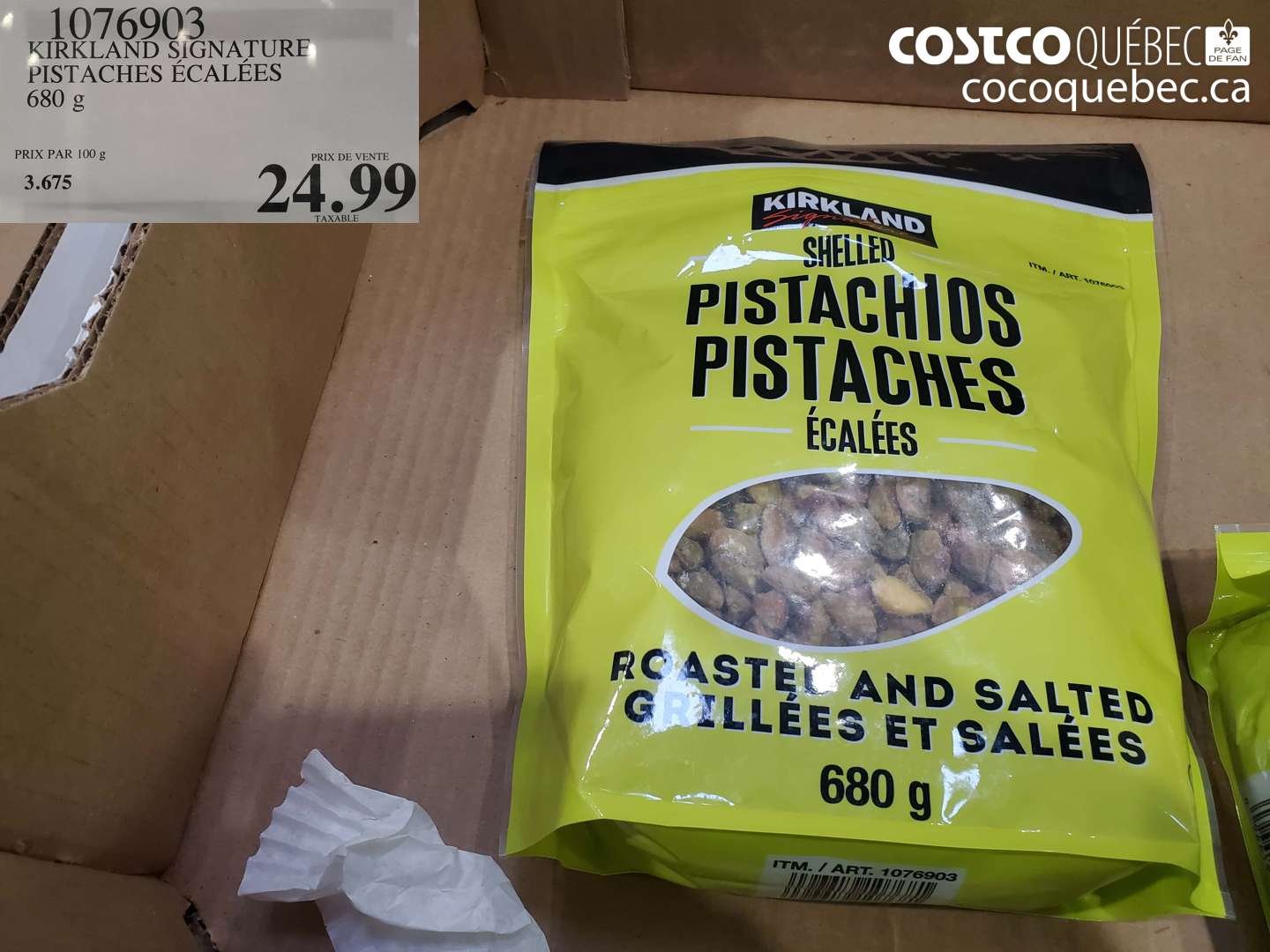 1076903 KIRKLAND SIGNATURE PISTACHES ÉCALÉES $24.99