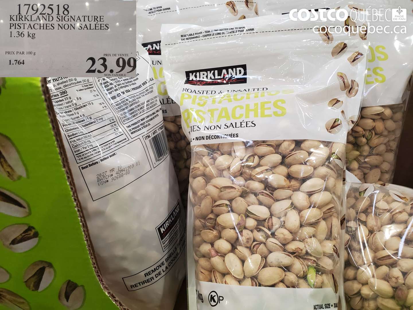 1792518 KIRKLAND SIGNATURE PISTACHES NON SALEES $23.99