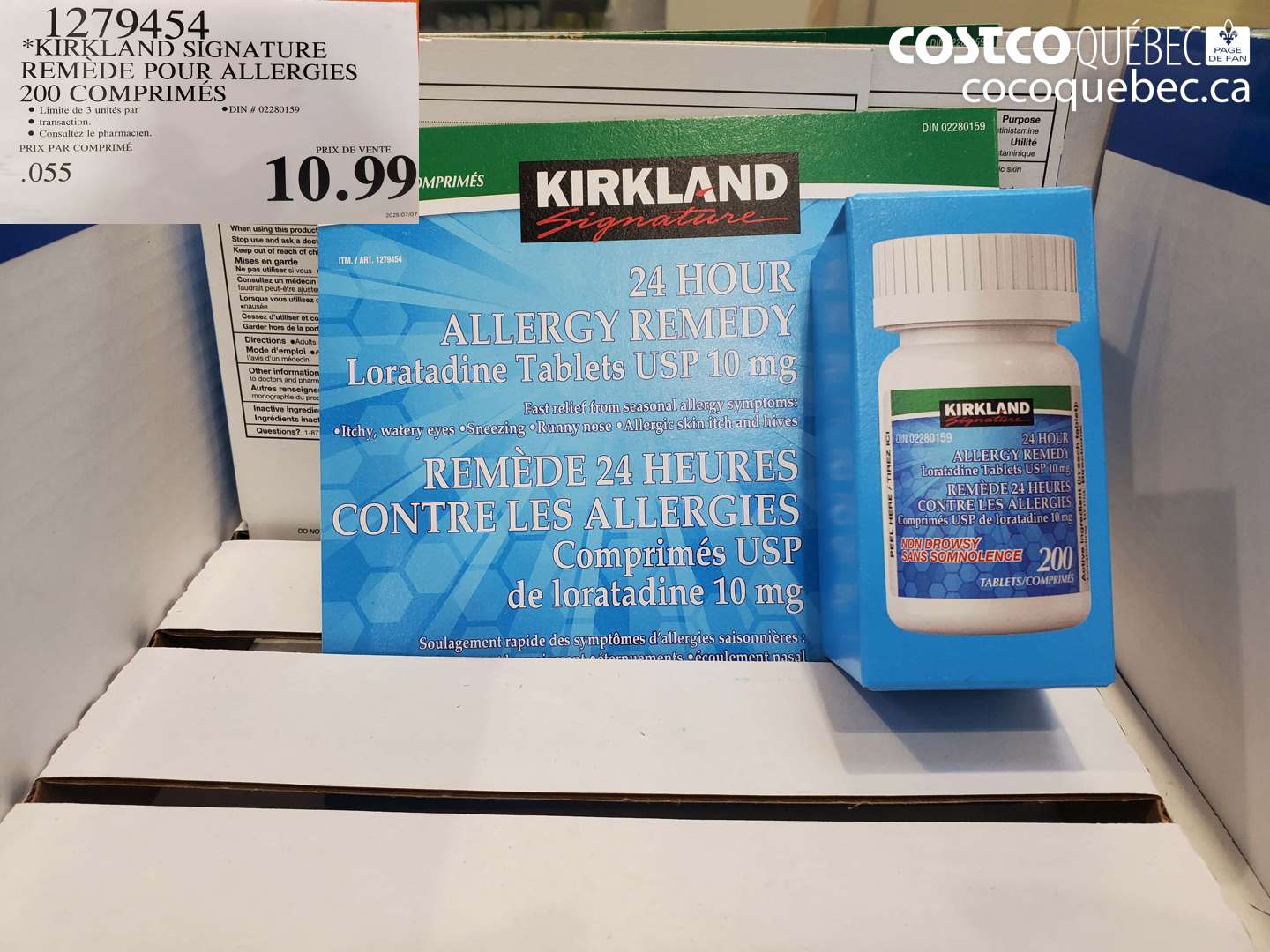 1279454 KIRKLAND SIGNATURE REMÈDE POUR ALLERGIES 200 COMPRIMÉS $10.99