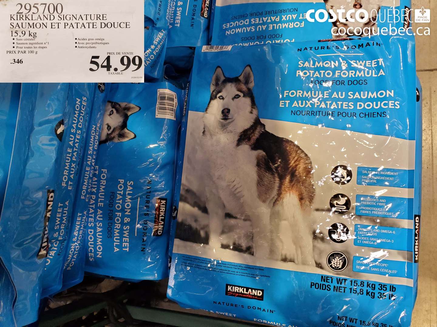 295700 KIRKLAND SIGNATURE SAUMON ET PATATE DOUCE 15.9 KG $54.99