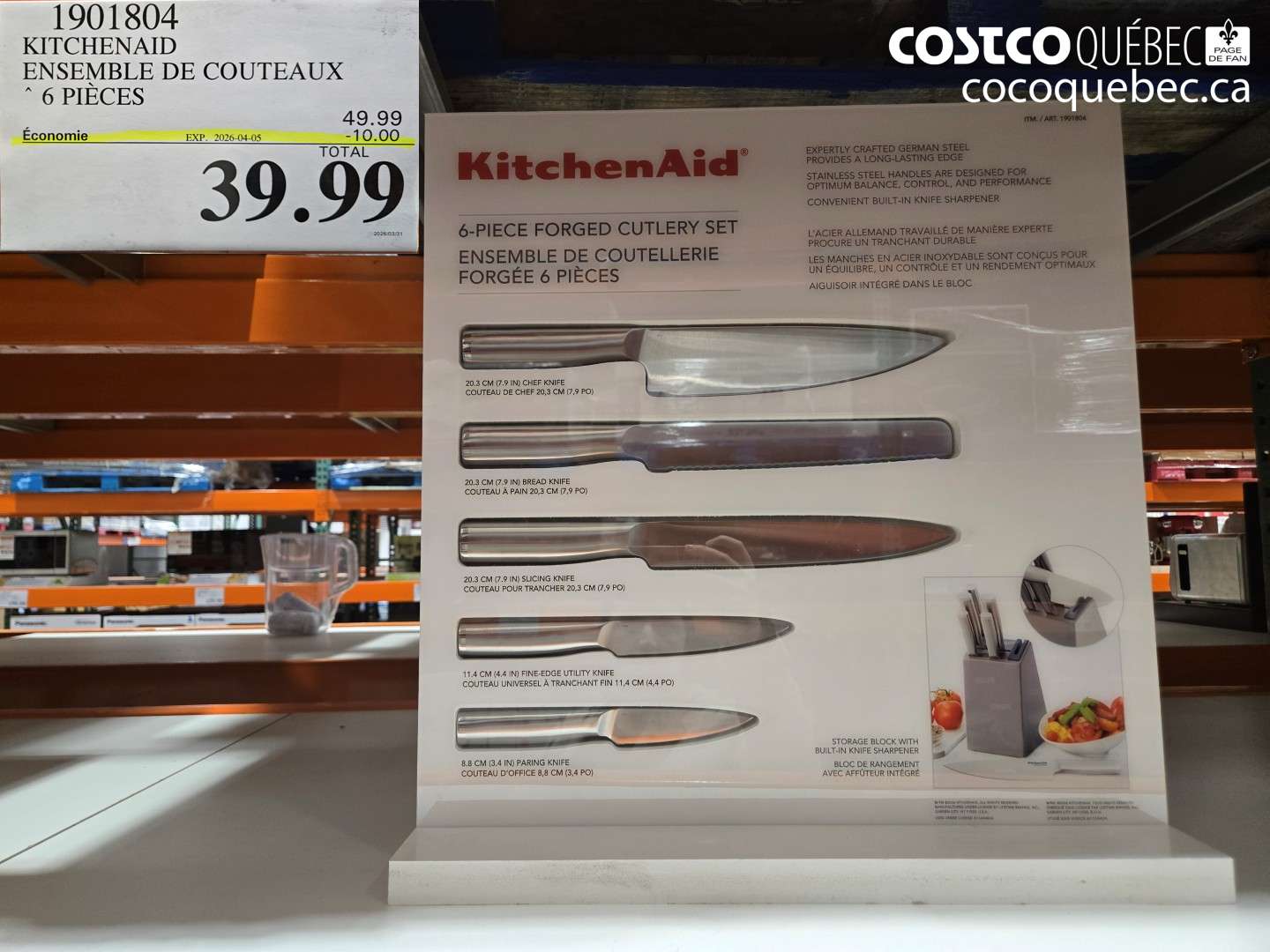 1901804 KITCHENAID ENSEMBLE DE COUTEAUX 6 PIECES ($10.00 INSTANT SAVINGS EXPIRES ON 2026-04-05) $39.99