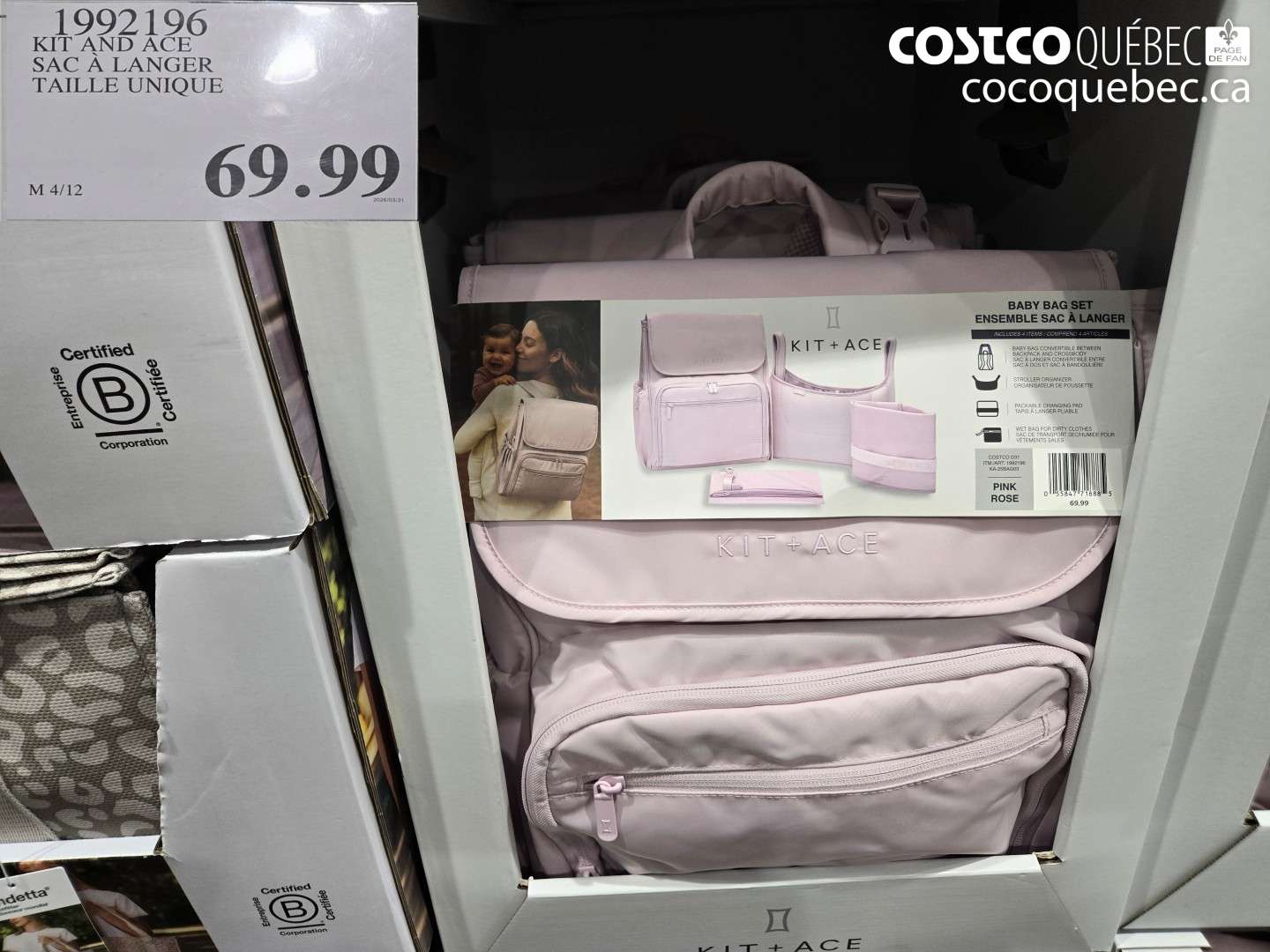 1992196 KIT AND ACE SAC À LANGER TAILLE UNIQUE $69.99