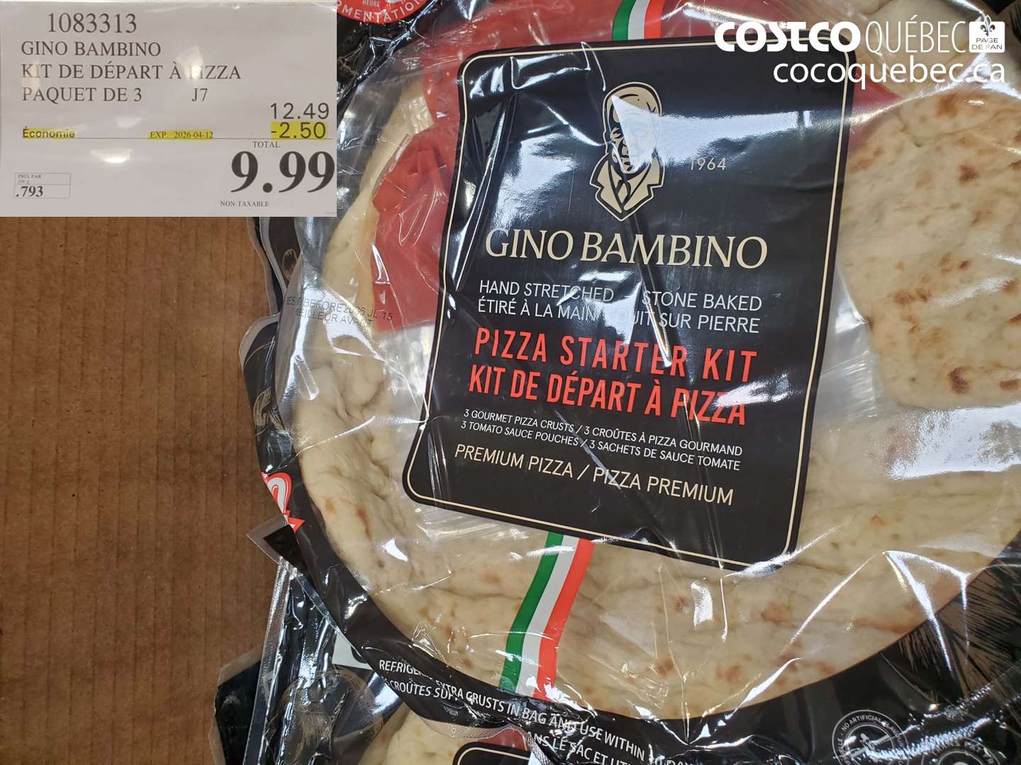 1083313 KIT DE DÉPART À PIZZA PAQUET DE 3 ($2.50 INSTANT SAVINGS EXPIRES ON 2026-04-12) $9.99