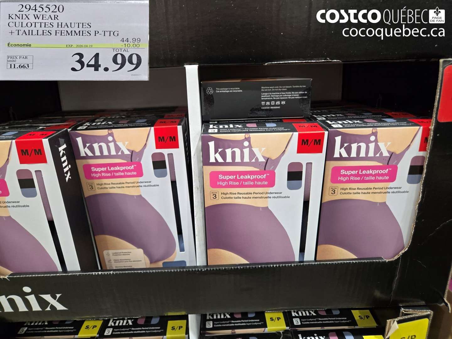 2945520 KNIX WEAR CULOTTES HAUTES + TAILLES FEMMES P-TTG ($10.00 INSTANT SAVINGS EXPIRES ON 2026-04-19) $34.99