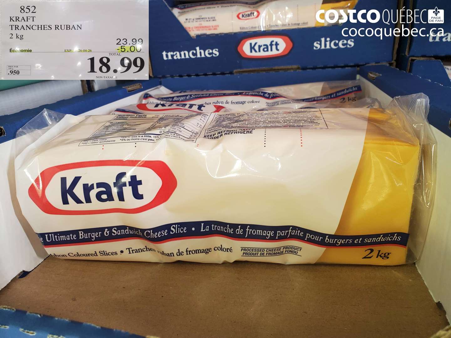 852 KRAFT TRANCHES RUBAN 2 KG ($5.00 INSTANT SAVINGS EXPIRES ON 2026-04-26) $18.99