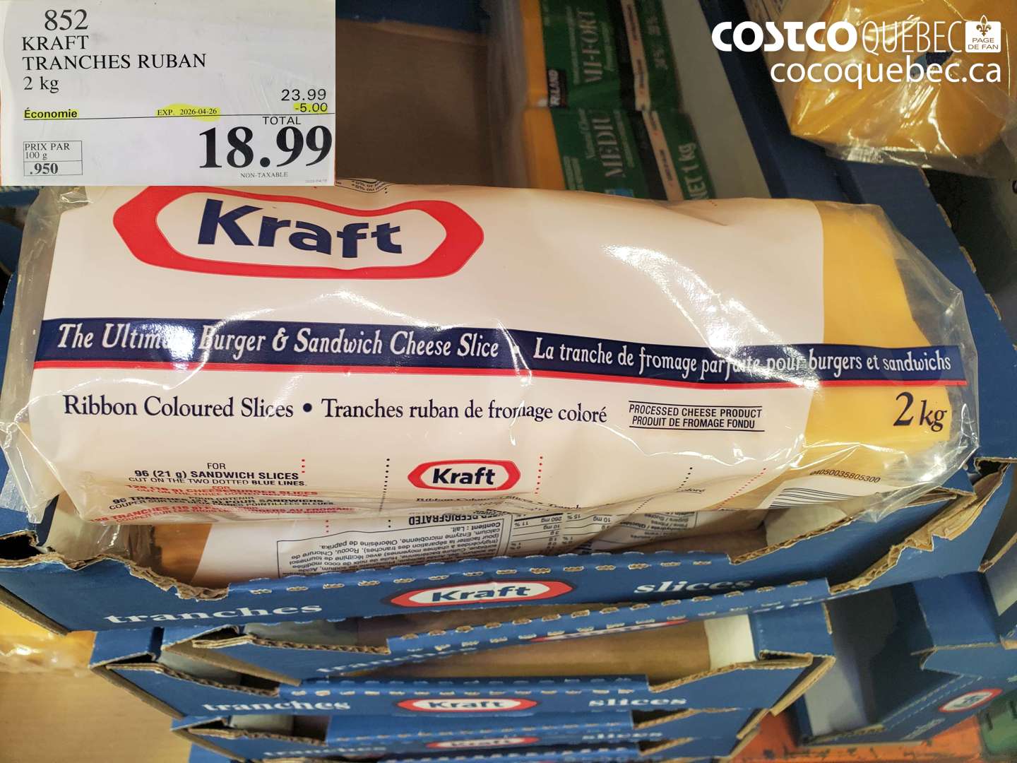 852 KRAFT TRANCHES RUBAN 2 KG ($5.00 INSTANT SAVINGS EXPIRES ON 2026-04-26) $18.99