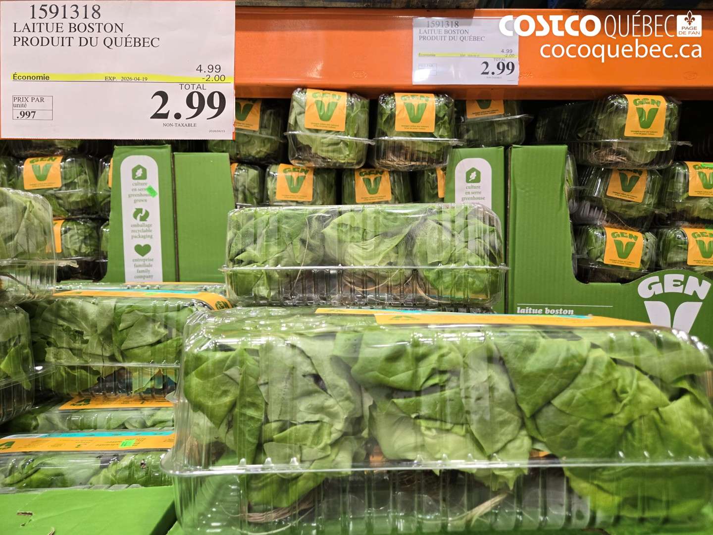 1591318 LAITUE BOSTON PRODUIT DU QUÉBEC ($2.00 INSTANT SAVINGS EXPIRES ON 2026-04-19) $2.99