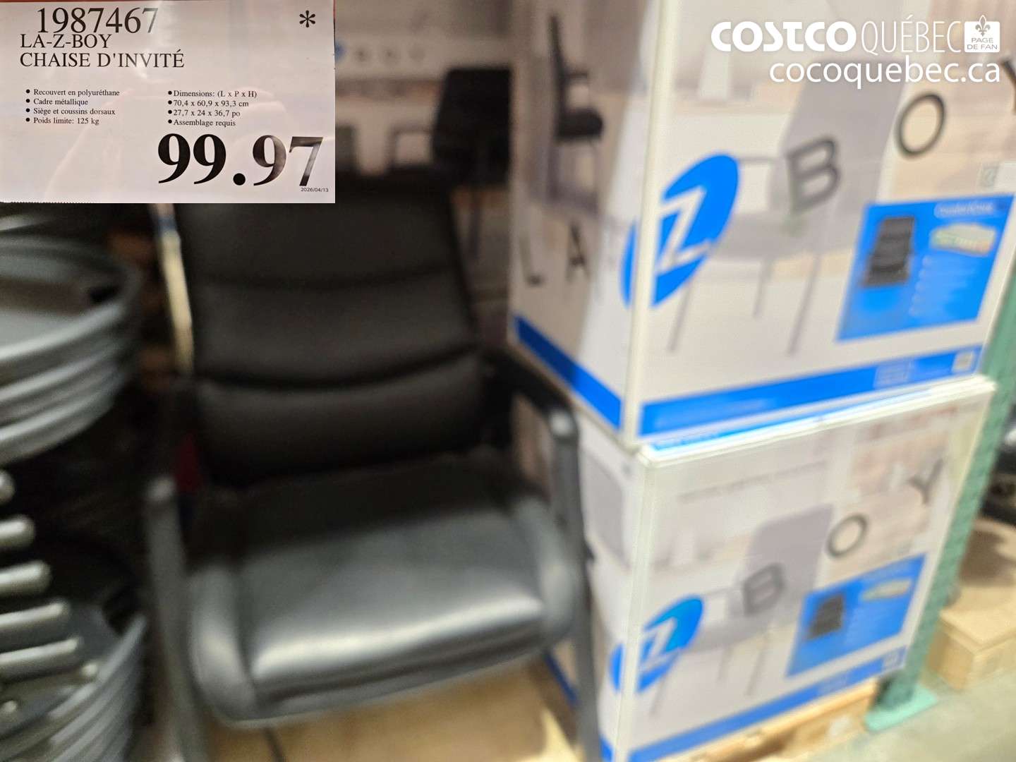 1987467 LA-Z-BOY CHAISE D'INVITÉ $99.97