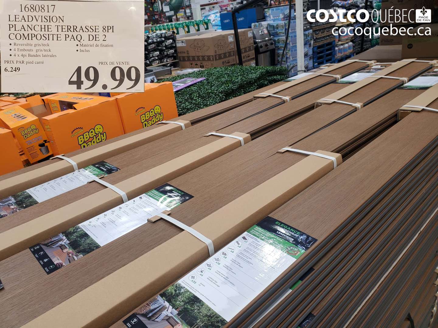 1680817 LEADVISION PLANCHE TERRASSE 8PI COMPOSITE PAQ. DE 2 $49.99