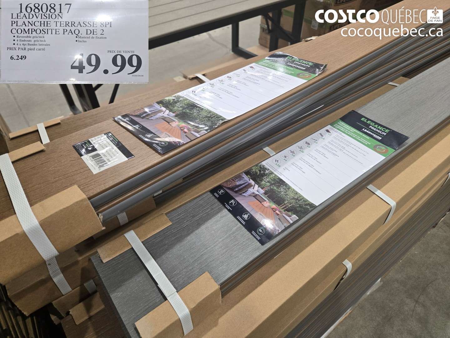 1680817 LEADVISION PLAN CHE TERRASSE 8PI COMPOSITE PAQ. DE 2 $49.99