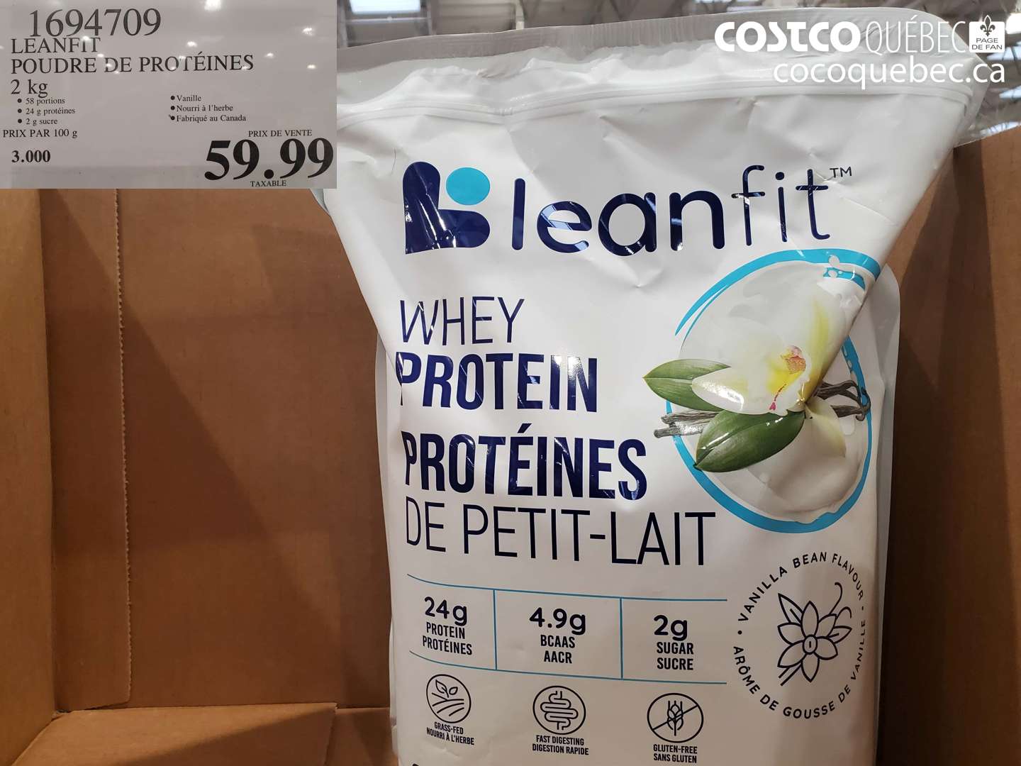 1694709 LEANFIT POUDRE DE PROTÉINES 2 KG $59.99