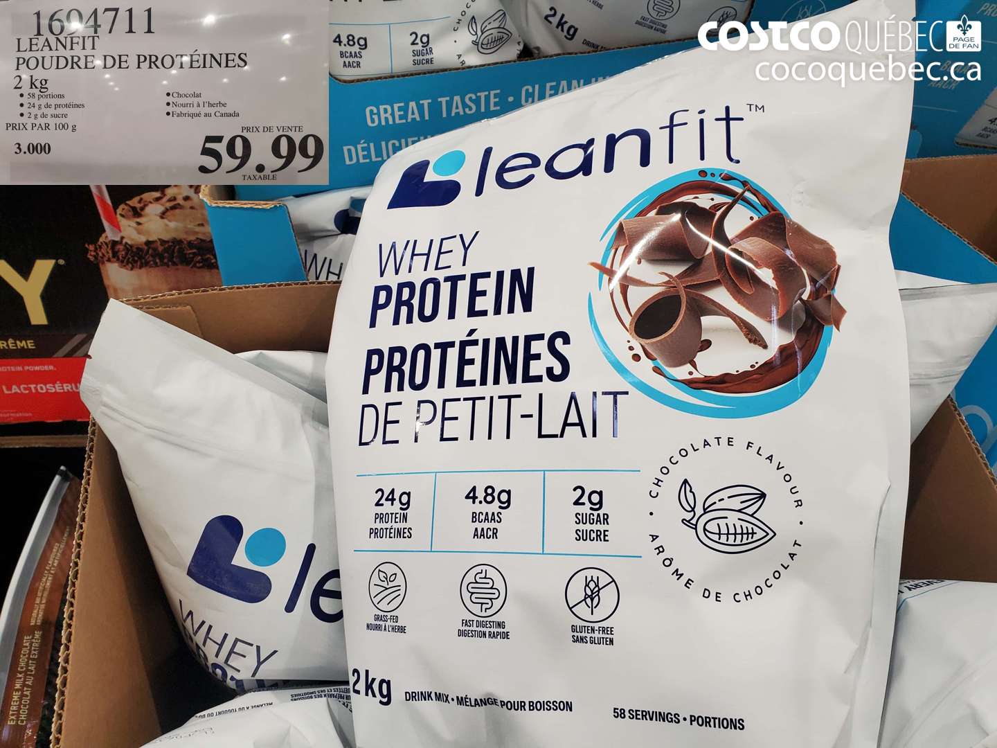 1694711 LEANFIT POUDRE DE PROTEINES 2 KG $59.99
