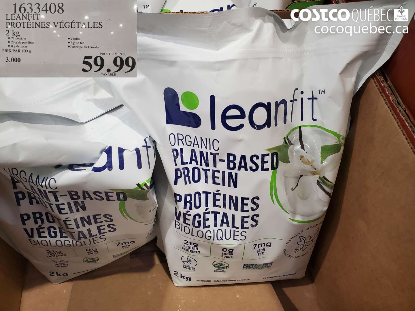 1633408 LEANFIT PROTEINES VÉGÉTALES 2 KG $59.99
