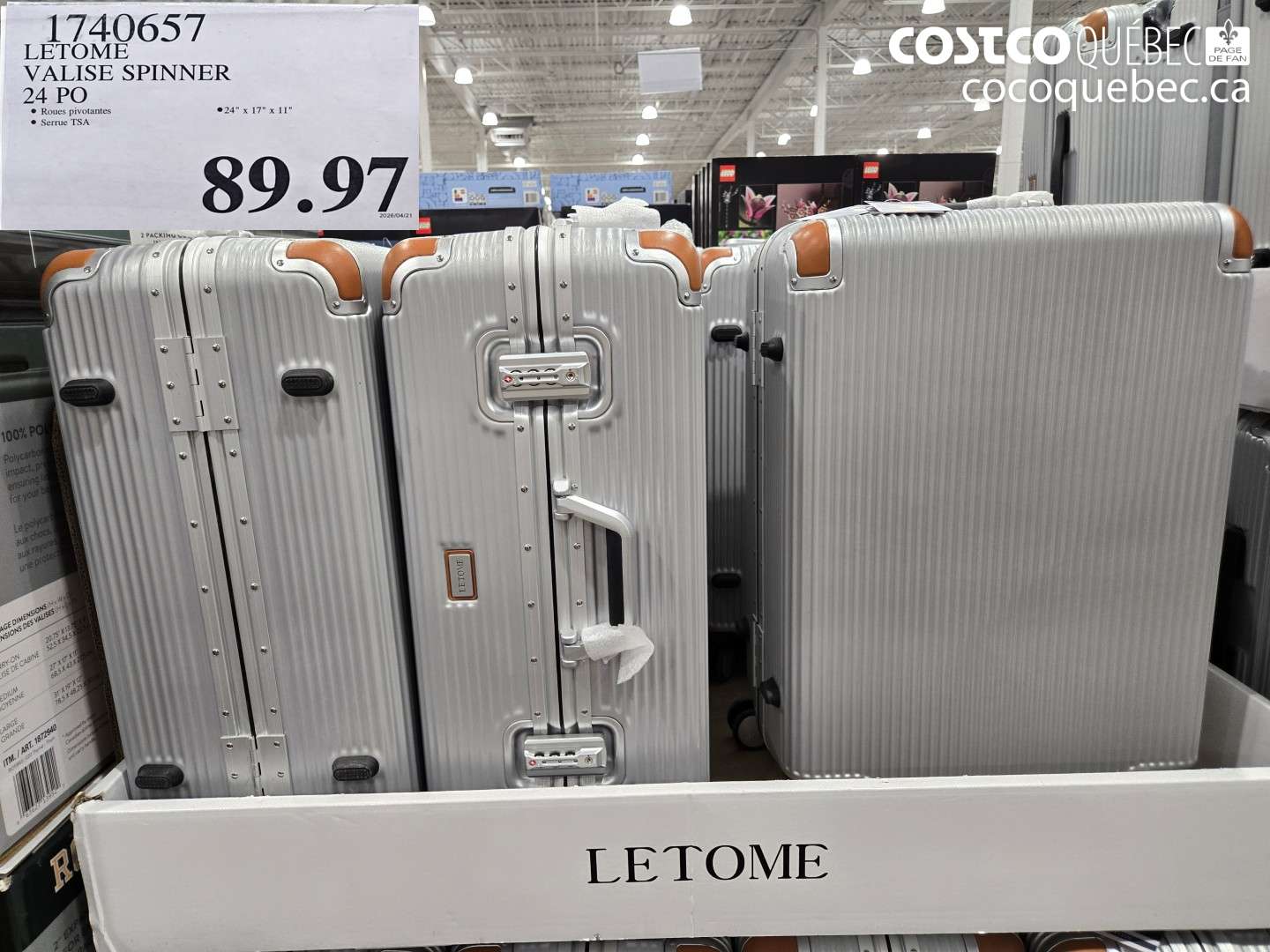 1740657 LETOME VALISE SPINNER 24 PO $89.97