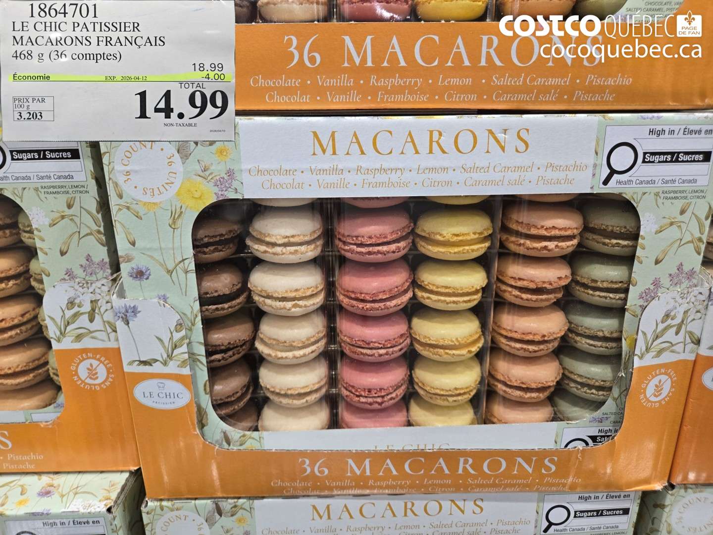 1864701 LE CHIC PATISSIER MACARONS FRANÇAIS 468 G (36 COMPTES) ($4.00 INSTANT SAVINGS EXPIRES ON 2026-04-12) $14.99