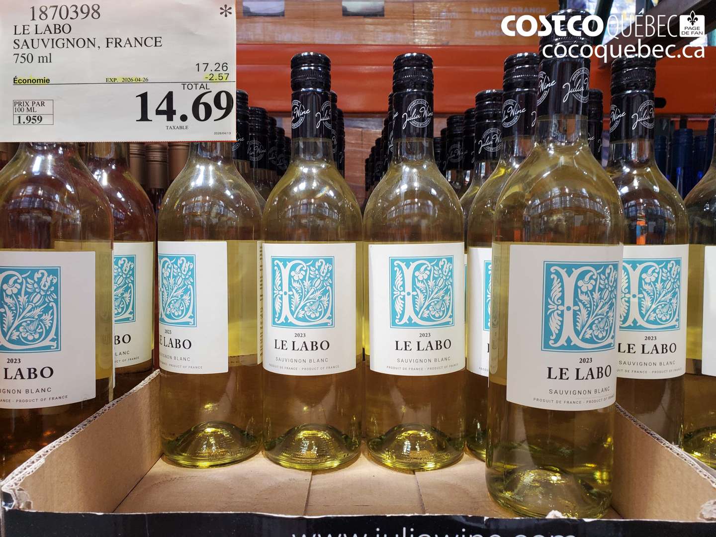 1870398 LE LABO SAUVIGNON, FRANCE 750 ML ($2.57 INSTANT SAVINGS EXPIRES ON 2026-04-26) $14.69